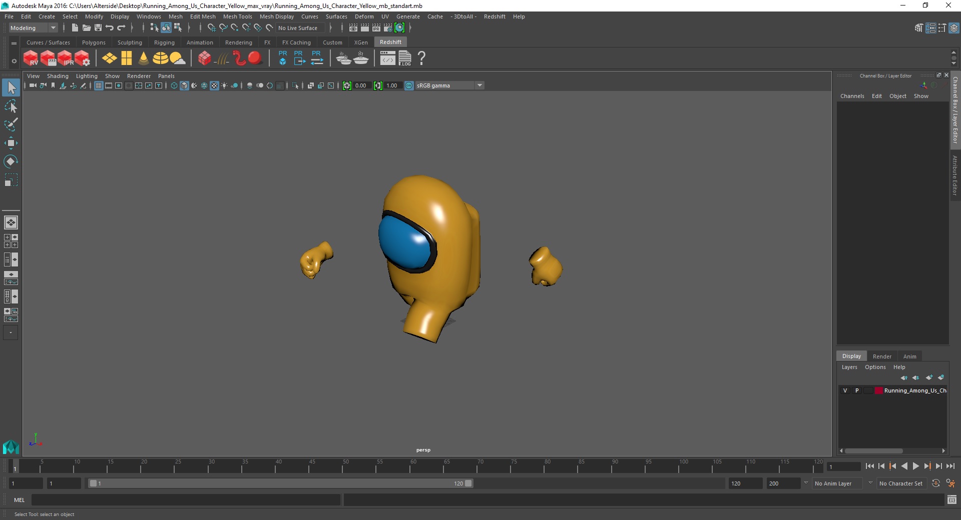 3D Running Among Us Character Yellow model