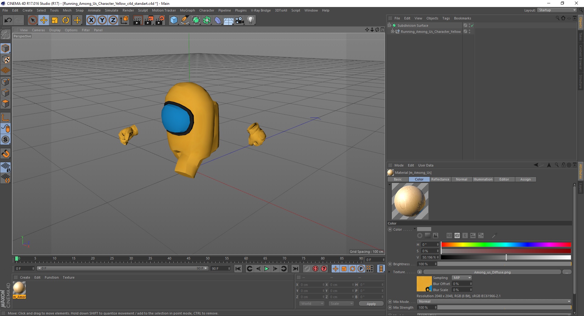 3D Running Among Us Character Yellow model