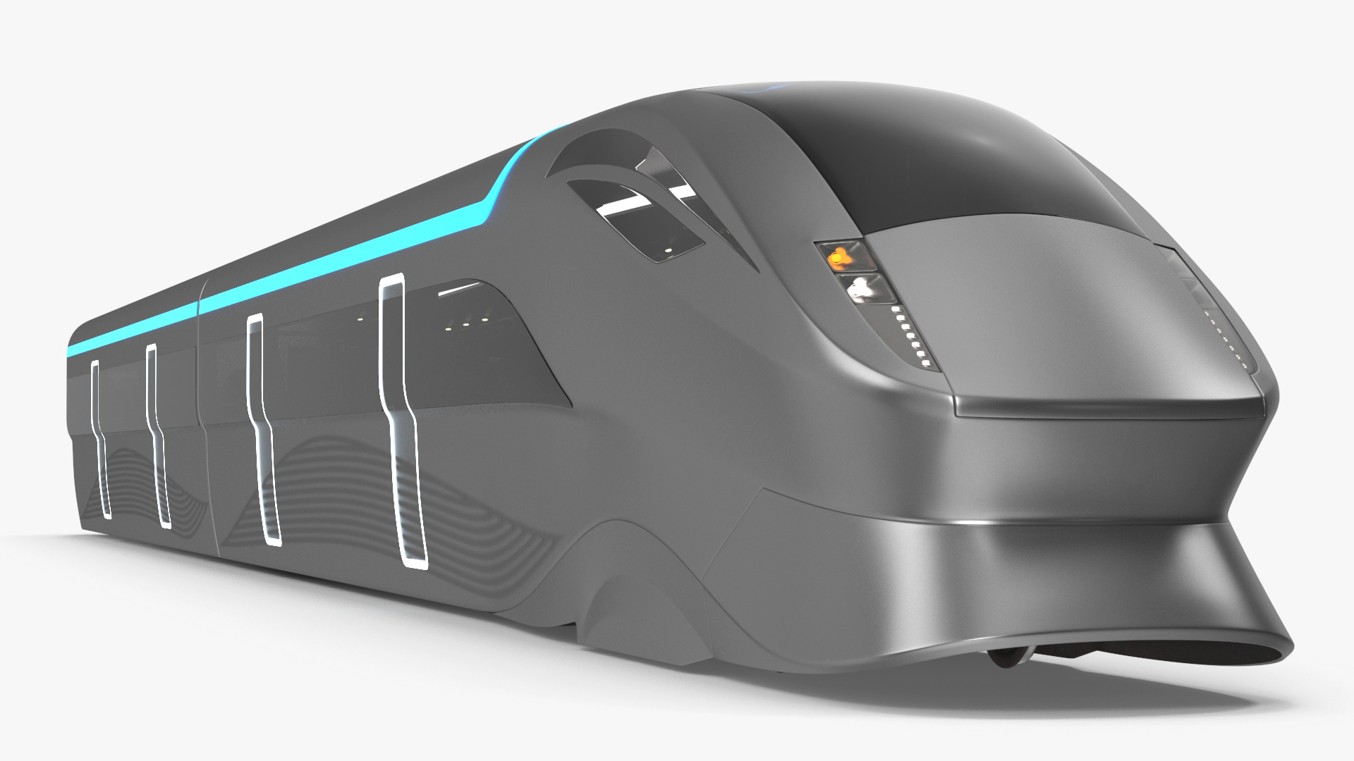 3D Futuristic Passenger Train Silver model