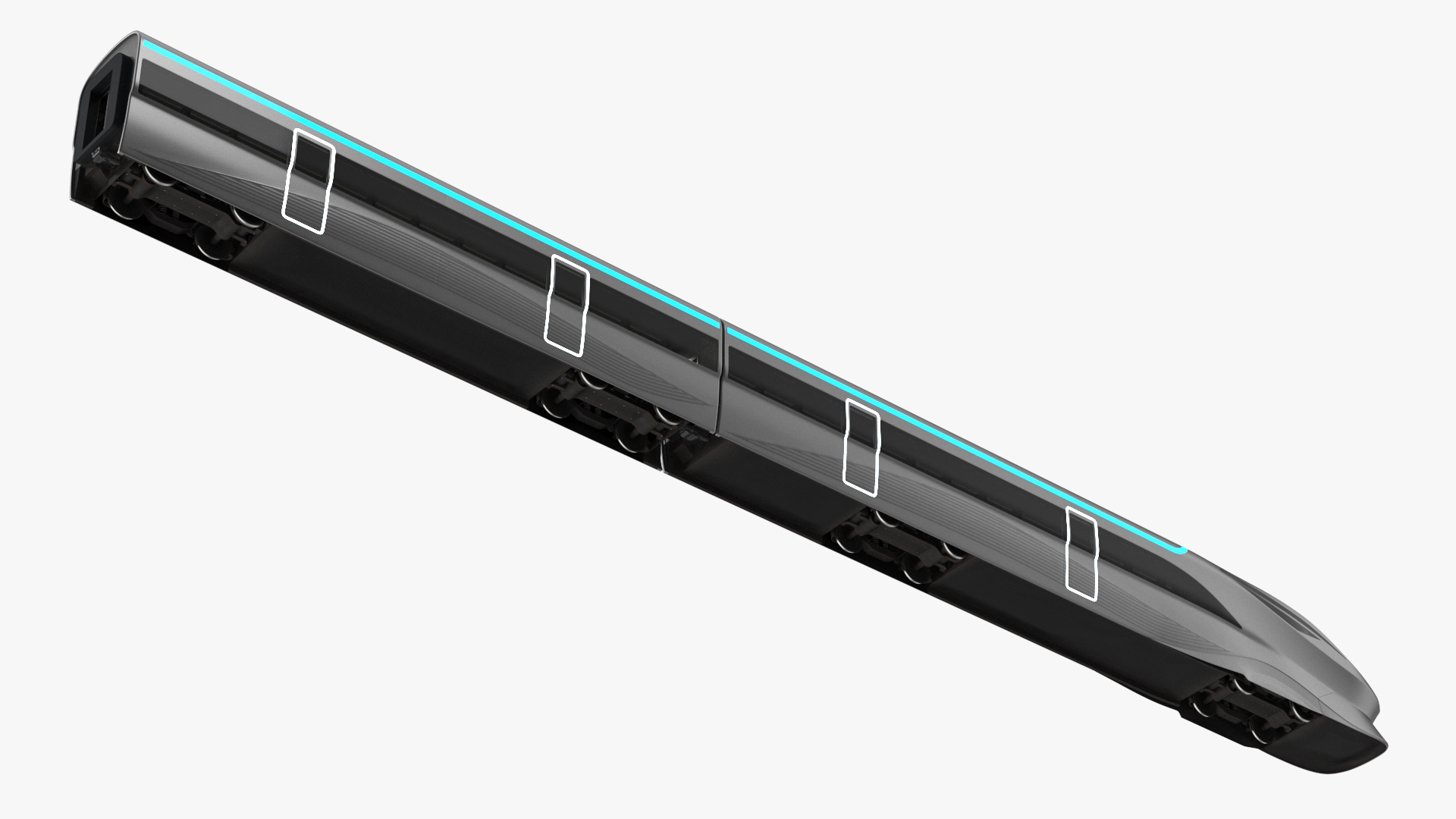 3D Futuristic Passenger Train Silver model