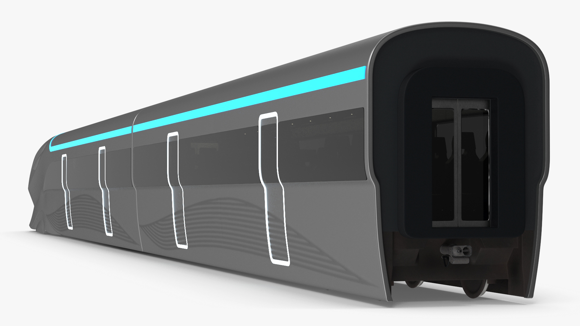 3D Futuristic Passenger Train Silver model