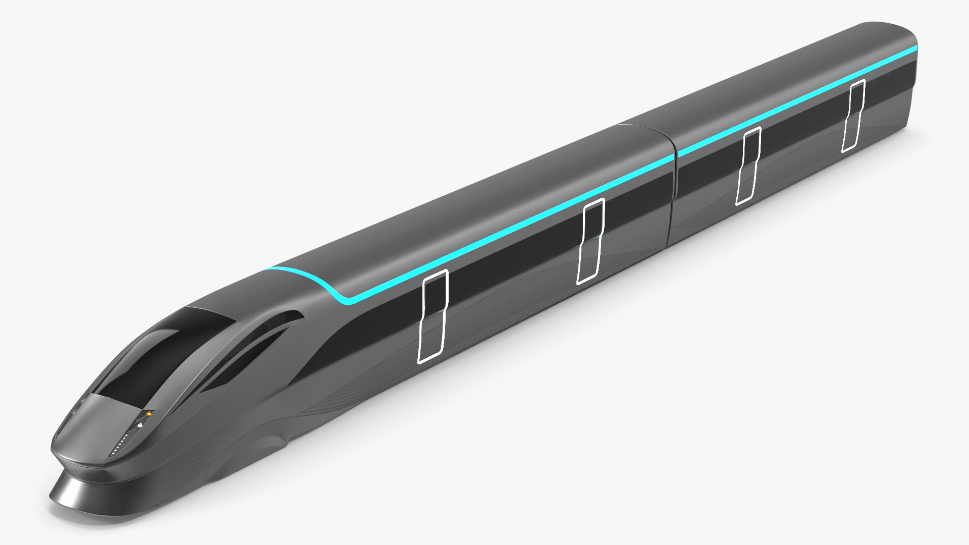 3D Futuristic Passenger Train Silver model