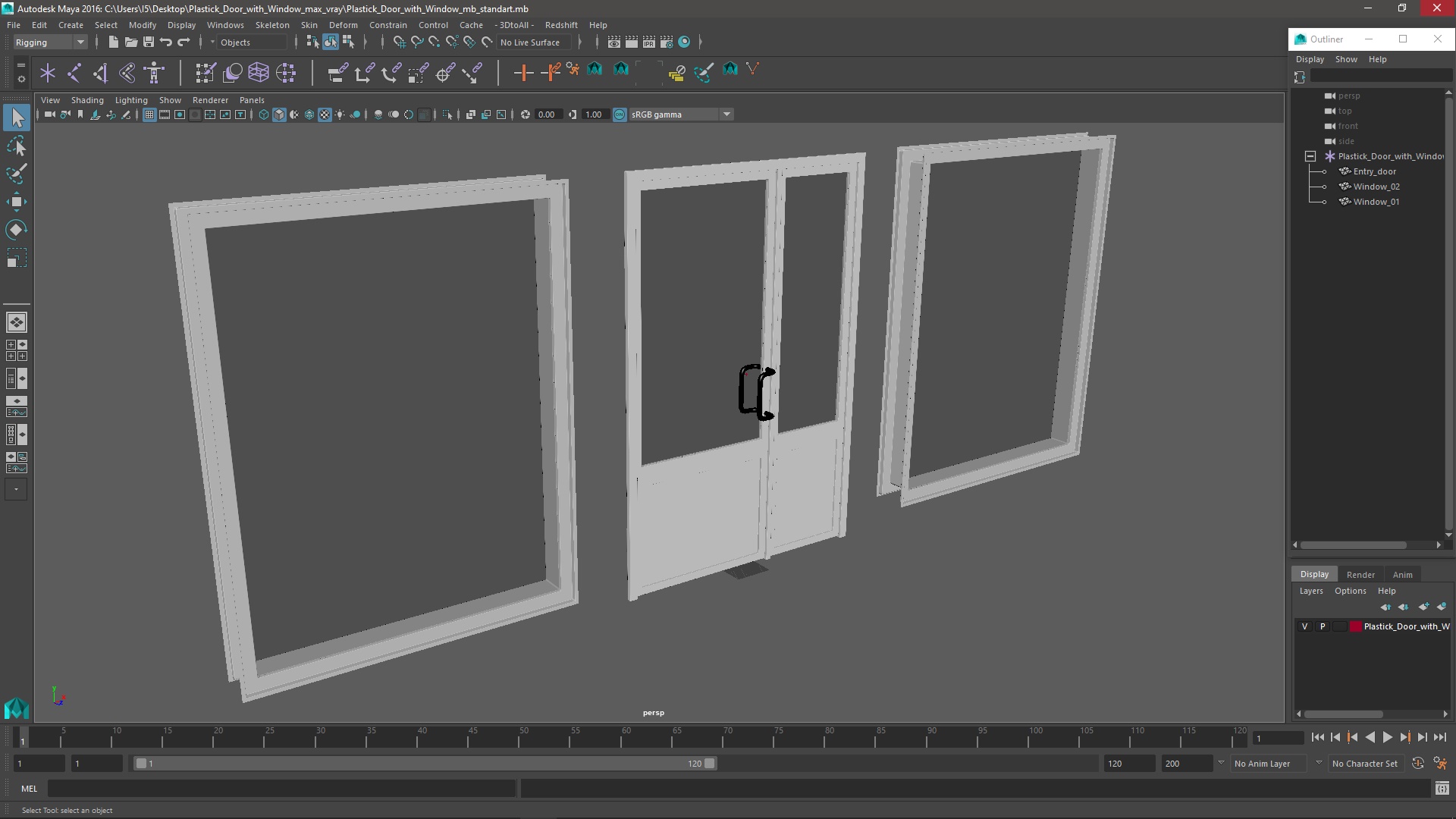 3D model Plastick Door with Window