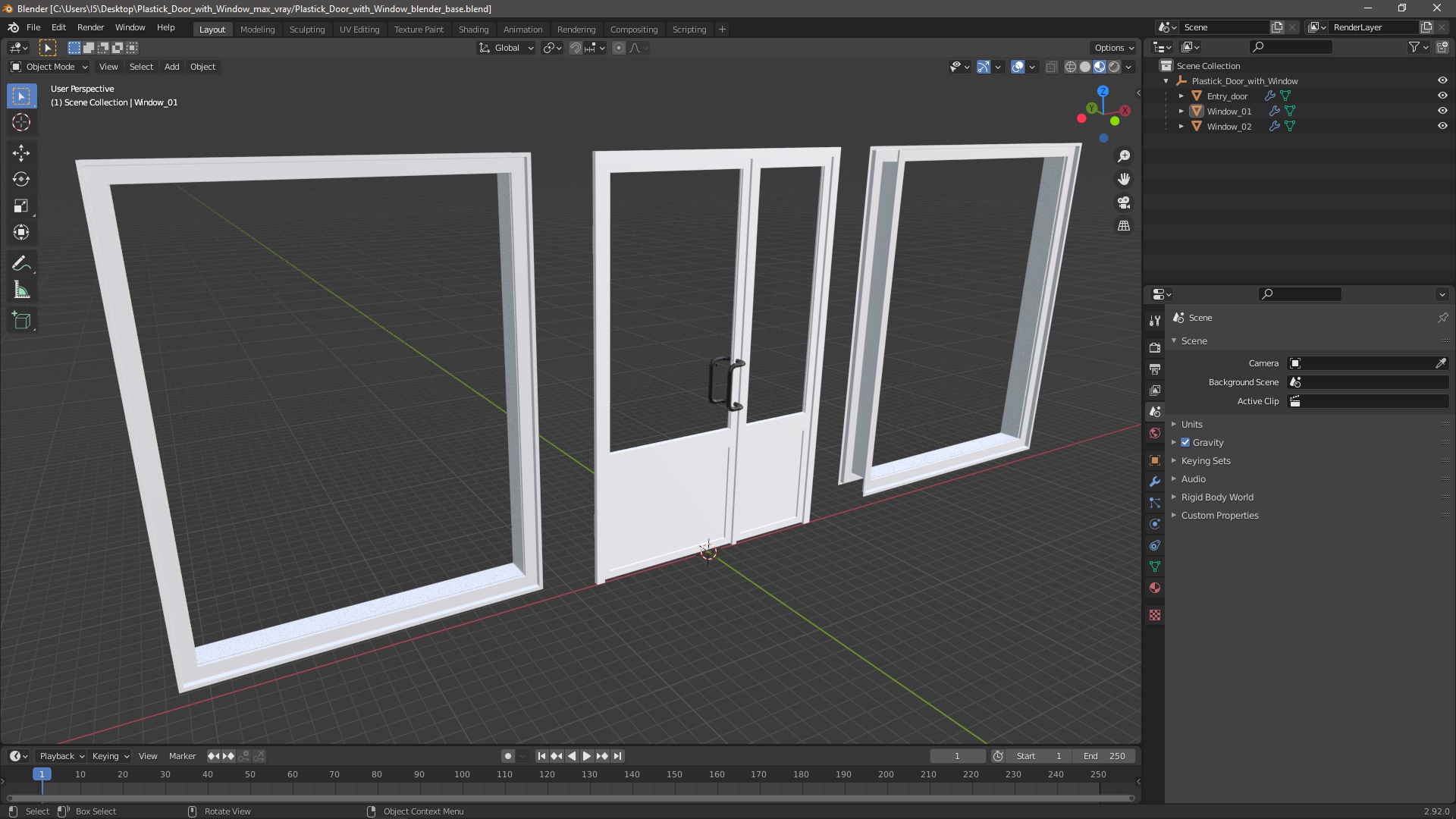 3D model Plastick Door with Window
