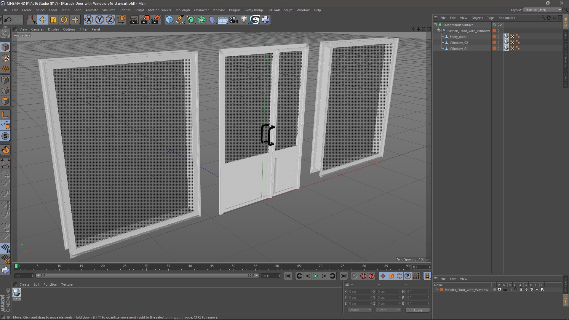 3D model Plastick Door with Window