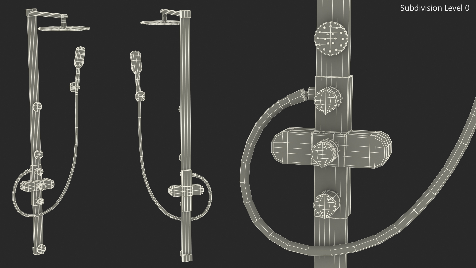Thermostatic Shower Column with Overhead Shower 3D