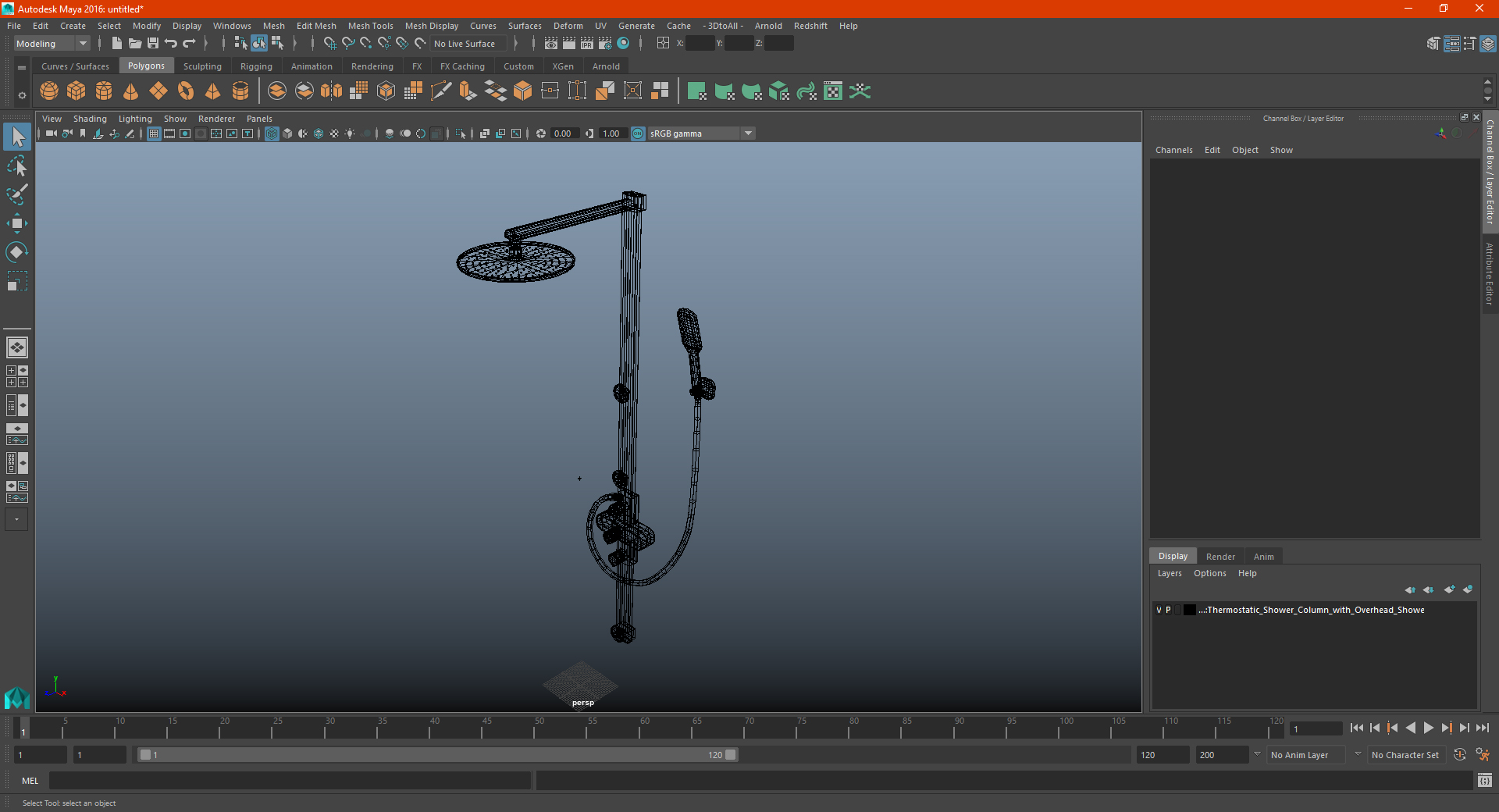 Thermostatic Shower Column with Overhead Shower 3D