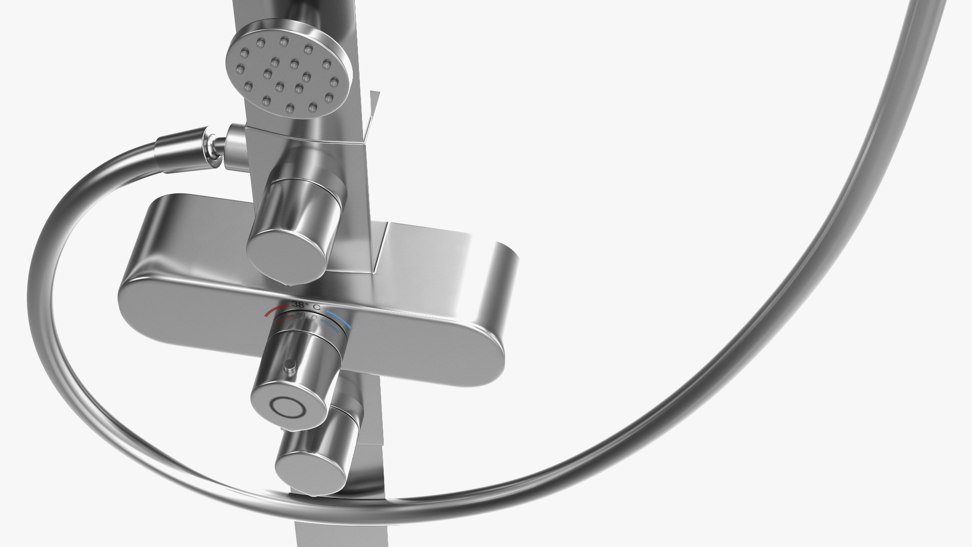 Thermostatic Shower Column with Overhead Shower 3D