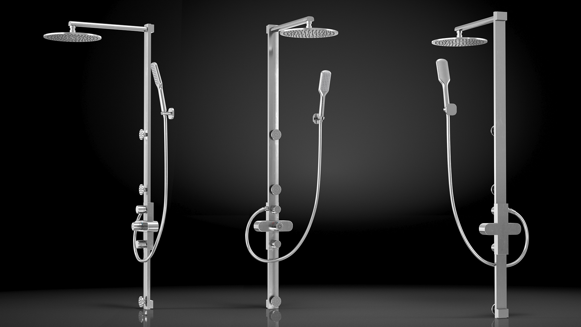 Thermostatic Shower Column with Overhead Shower 3D