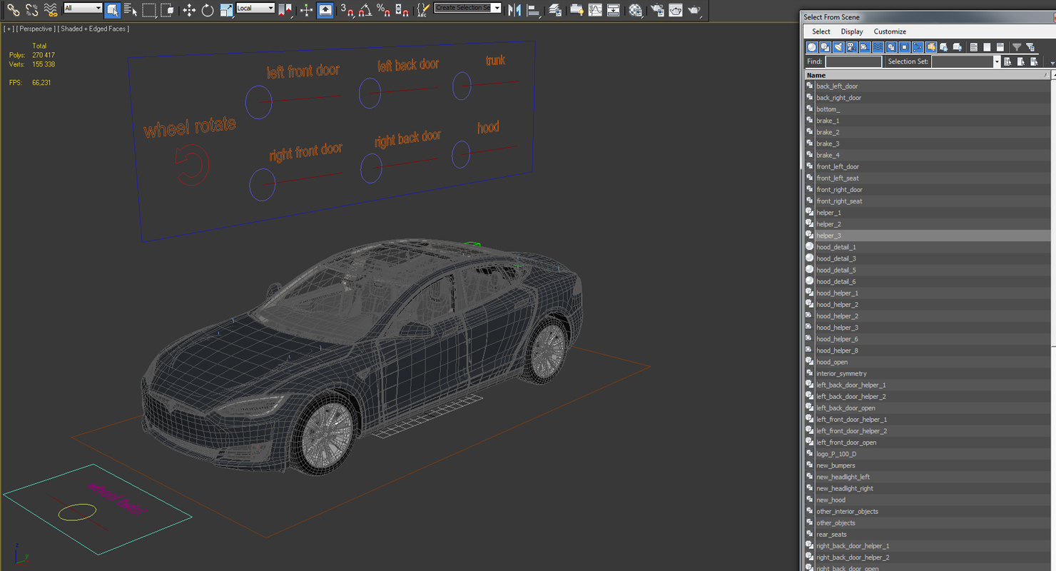 3D model Tesla Model S 100D 2017 Rigged