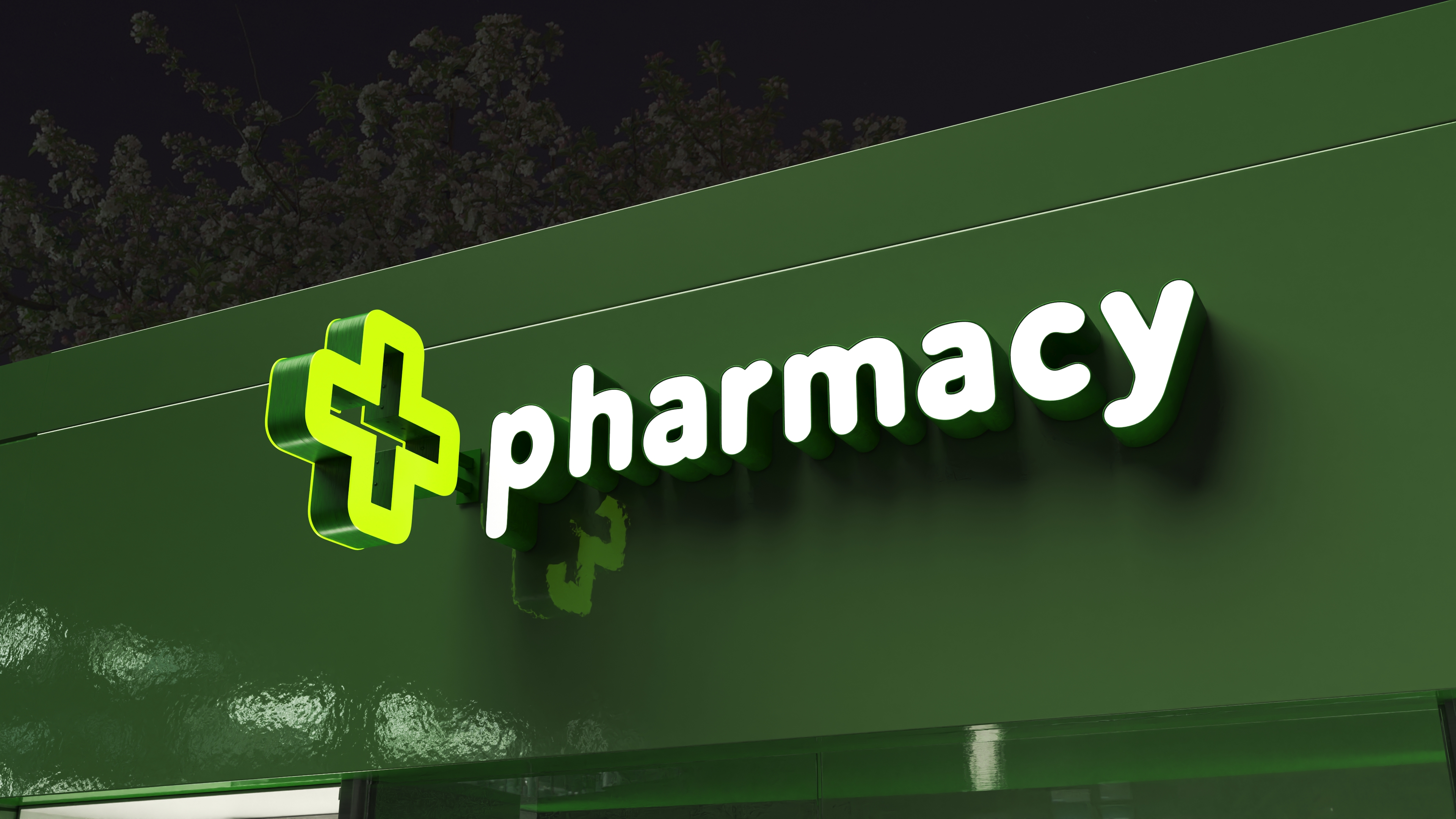 3D model Pharmacy Sign Illuminated