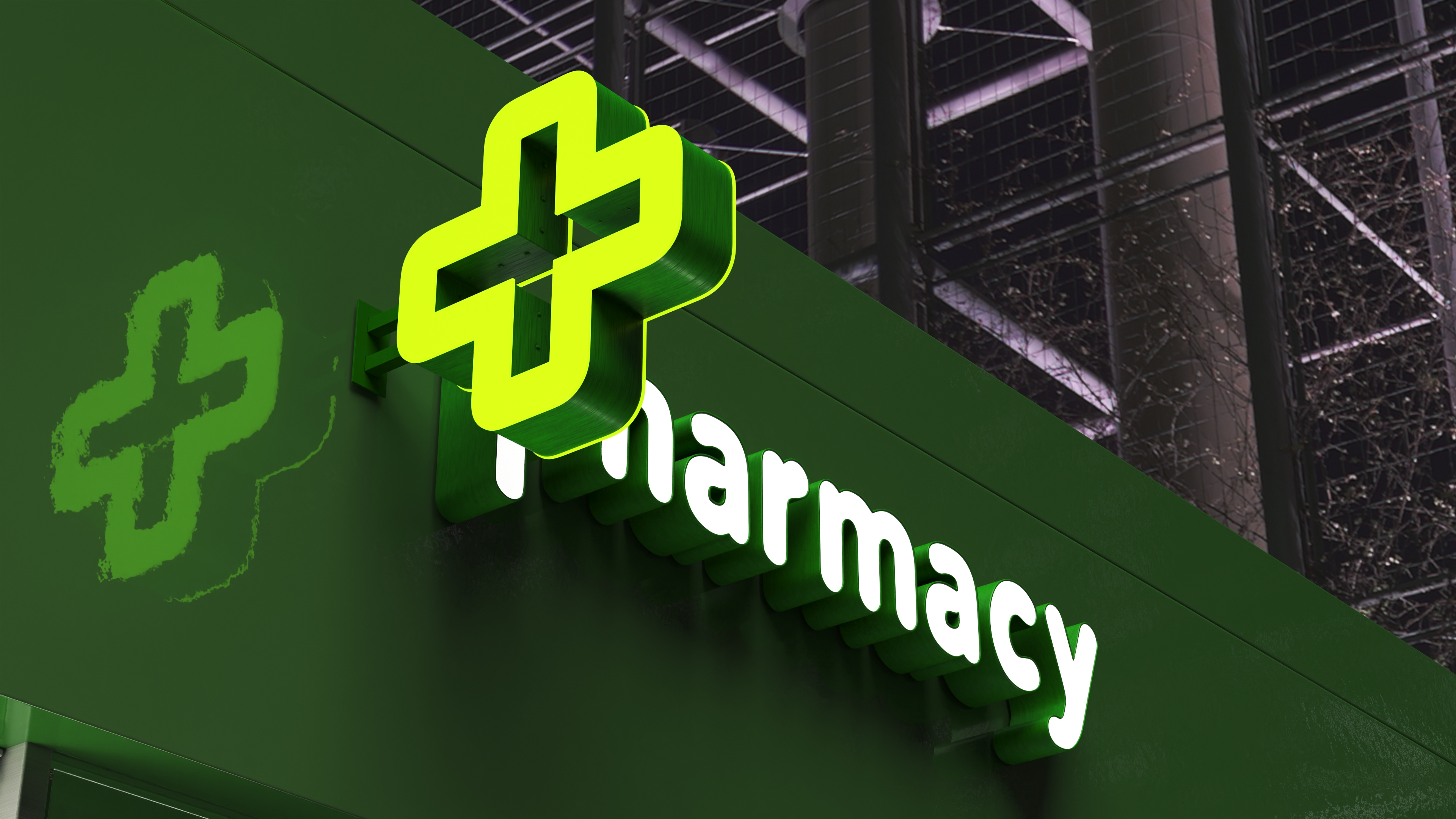 3D model Pharmacy Sign Illuminated
