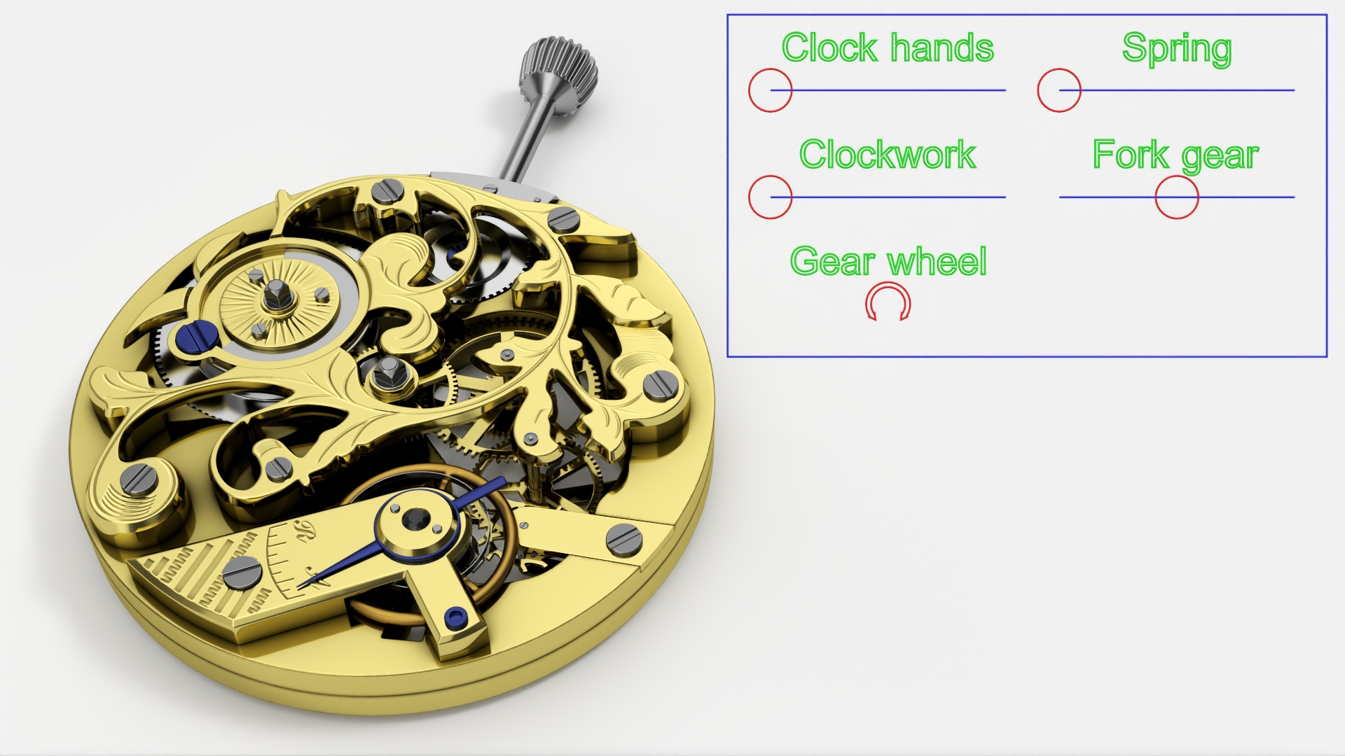 Antique Pocket Watch Movement New Rigged for Cinema 4D 3D model