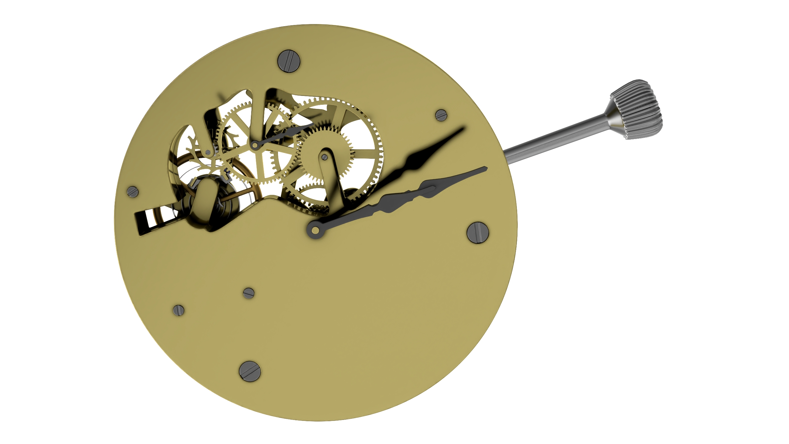 Antique Pocket Watch Movement New Rigged for Cinema 4D 3D model