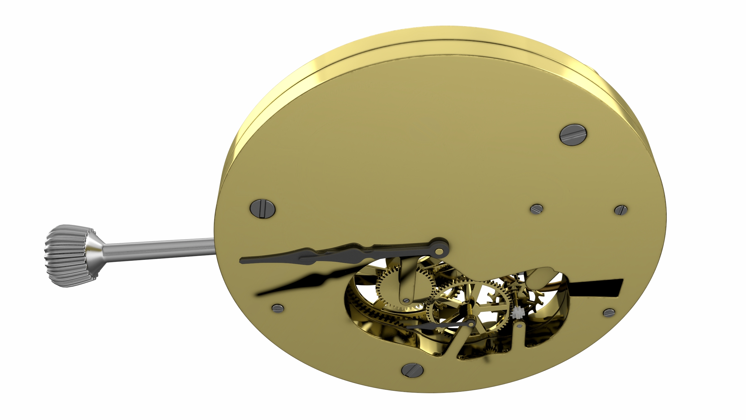 Antique Pocket Watch Movement New Rigged for Cinema 4D 3D model