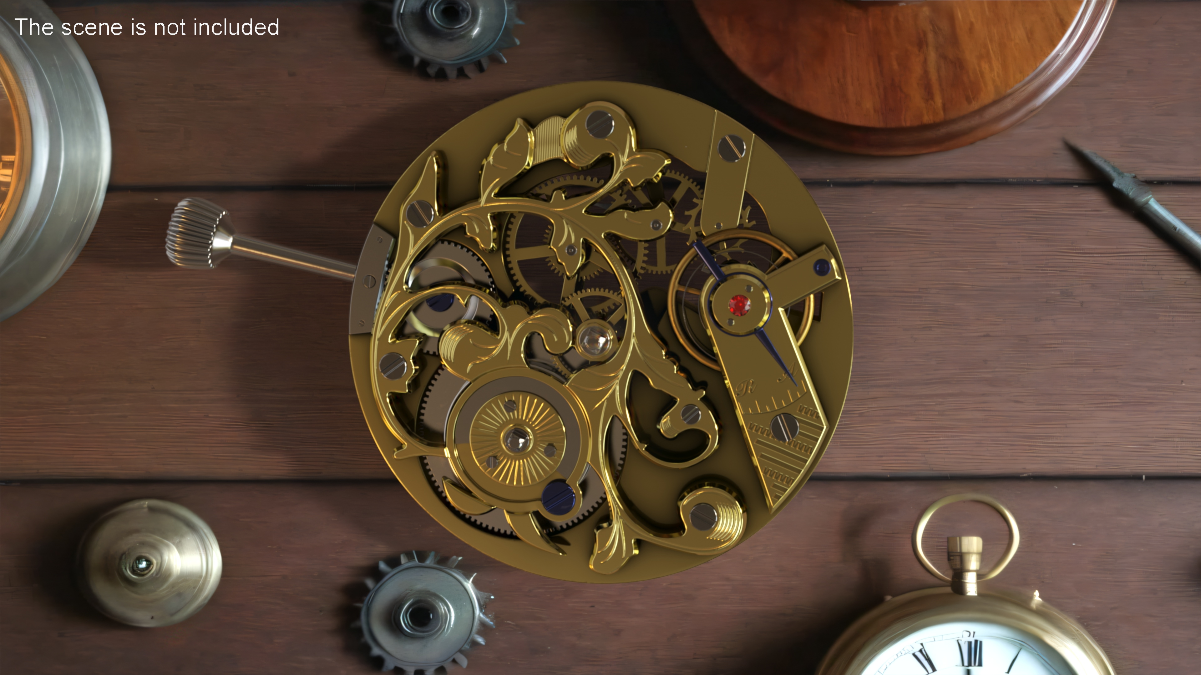 Antique Pocket Watch Movement New Rigged for Cinema 4D 3D model
