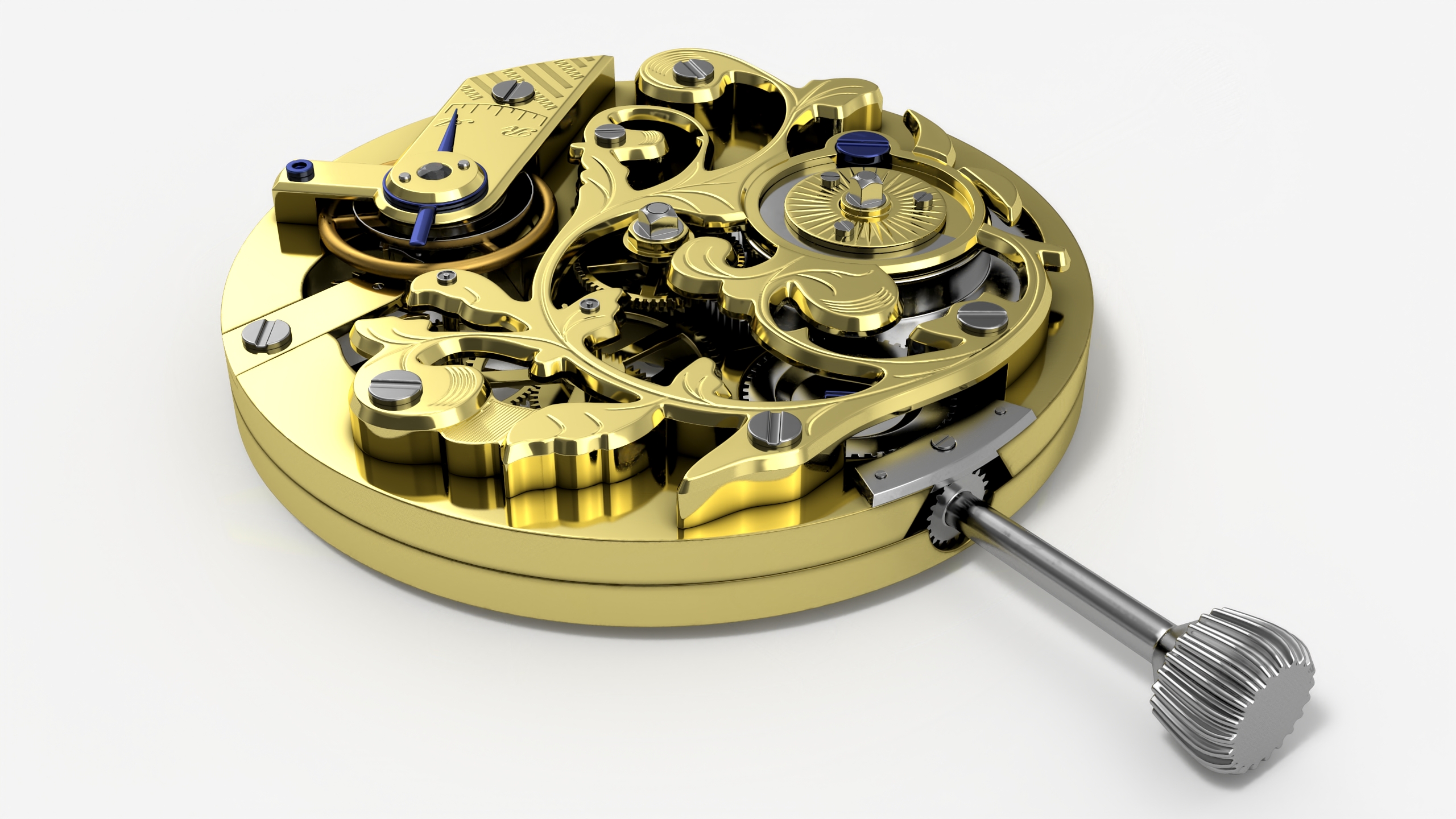 Antique Pocket Watch Movement New Rigged for Cinema 4D 3D model