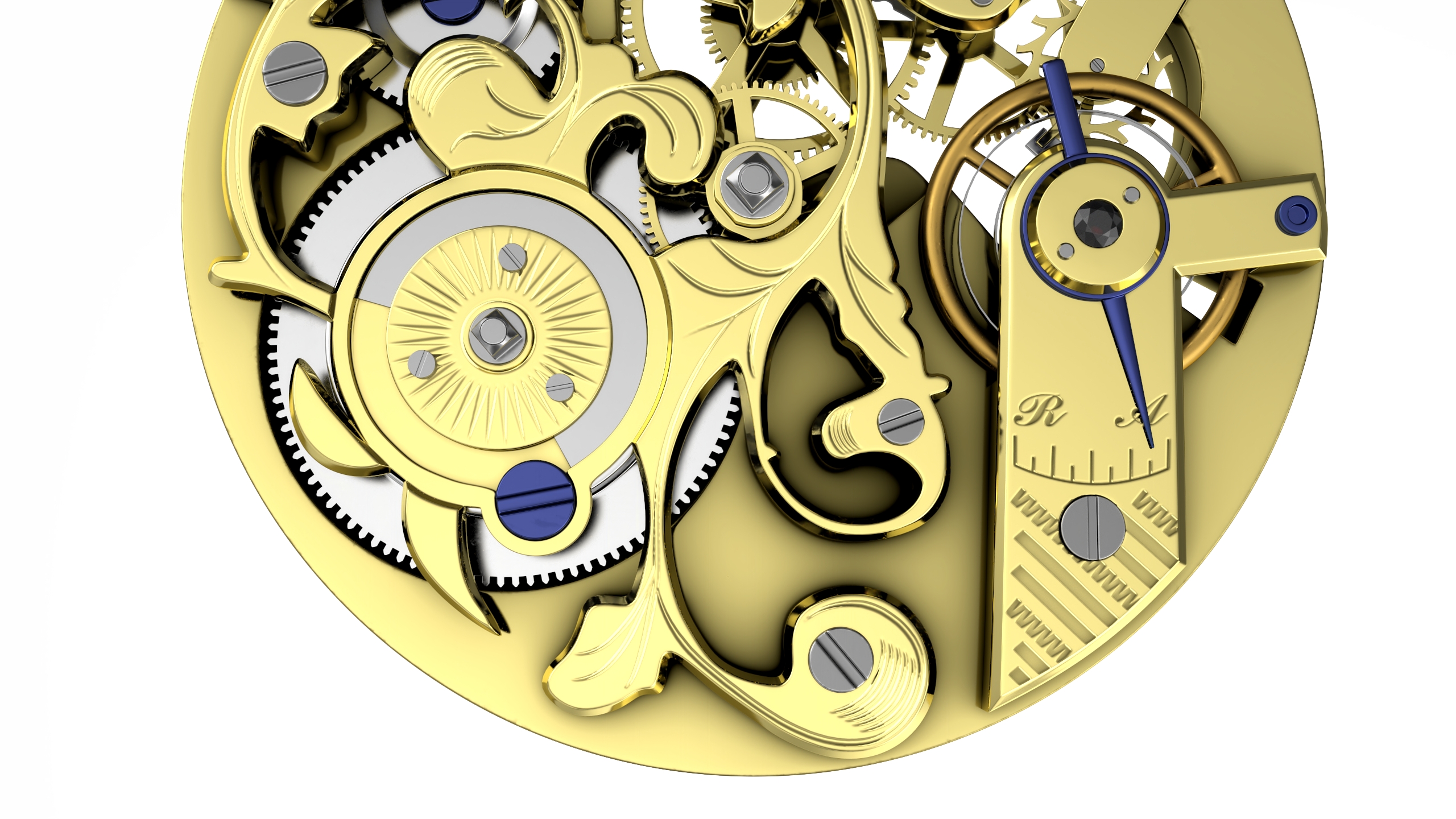 Antique Pocket Watch Movement New Rigged for Cinema 4D 3D model