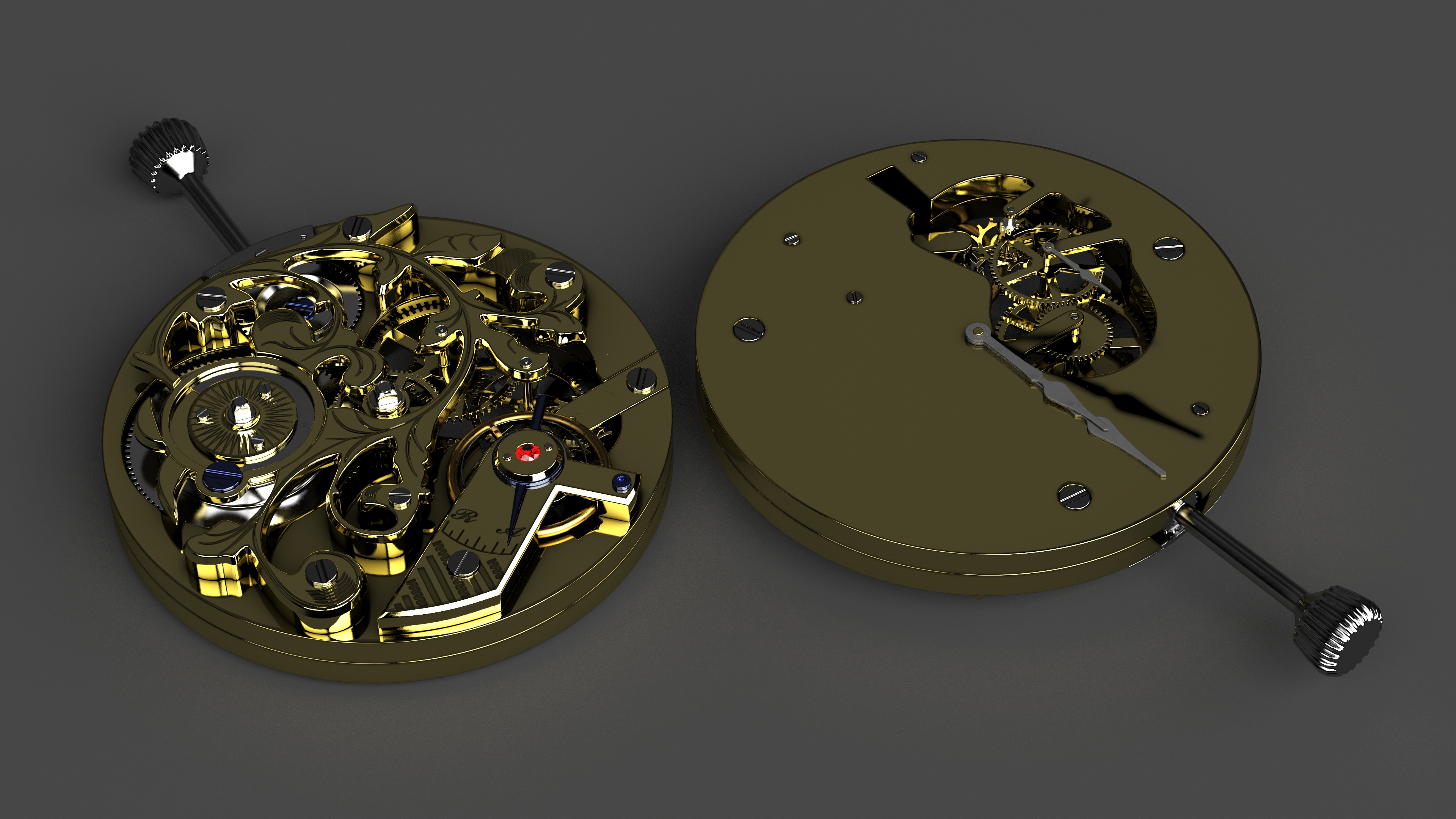 Antique Pocket Watch Movement New Rigged for Cinema 4D 3D model
