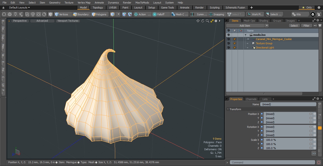 3D Caramel Mini Meringue Cookie model