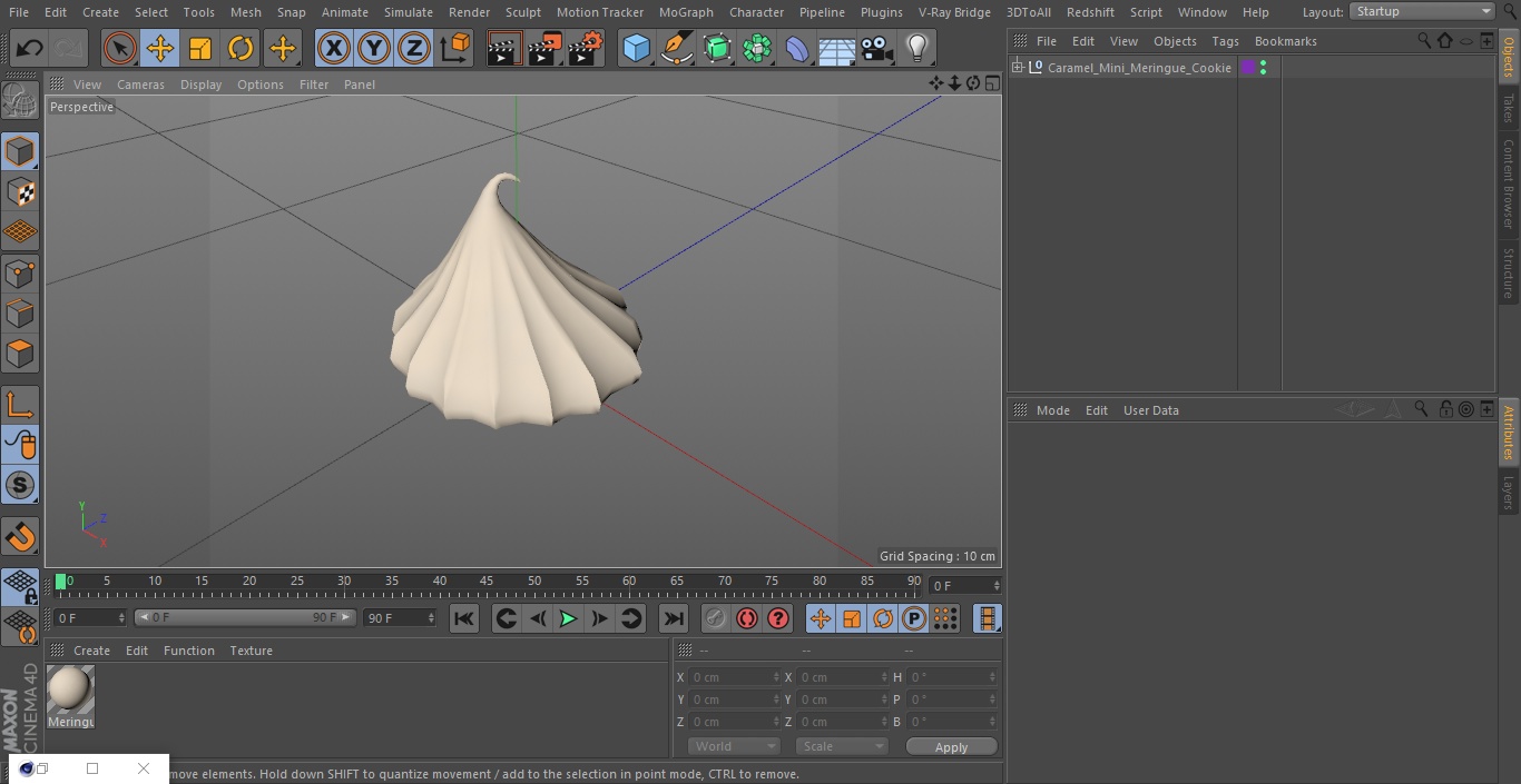 3D Caramel Mini Meringue Cookie model