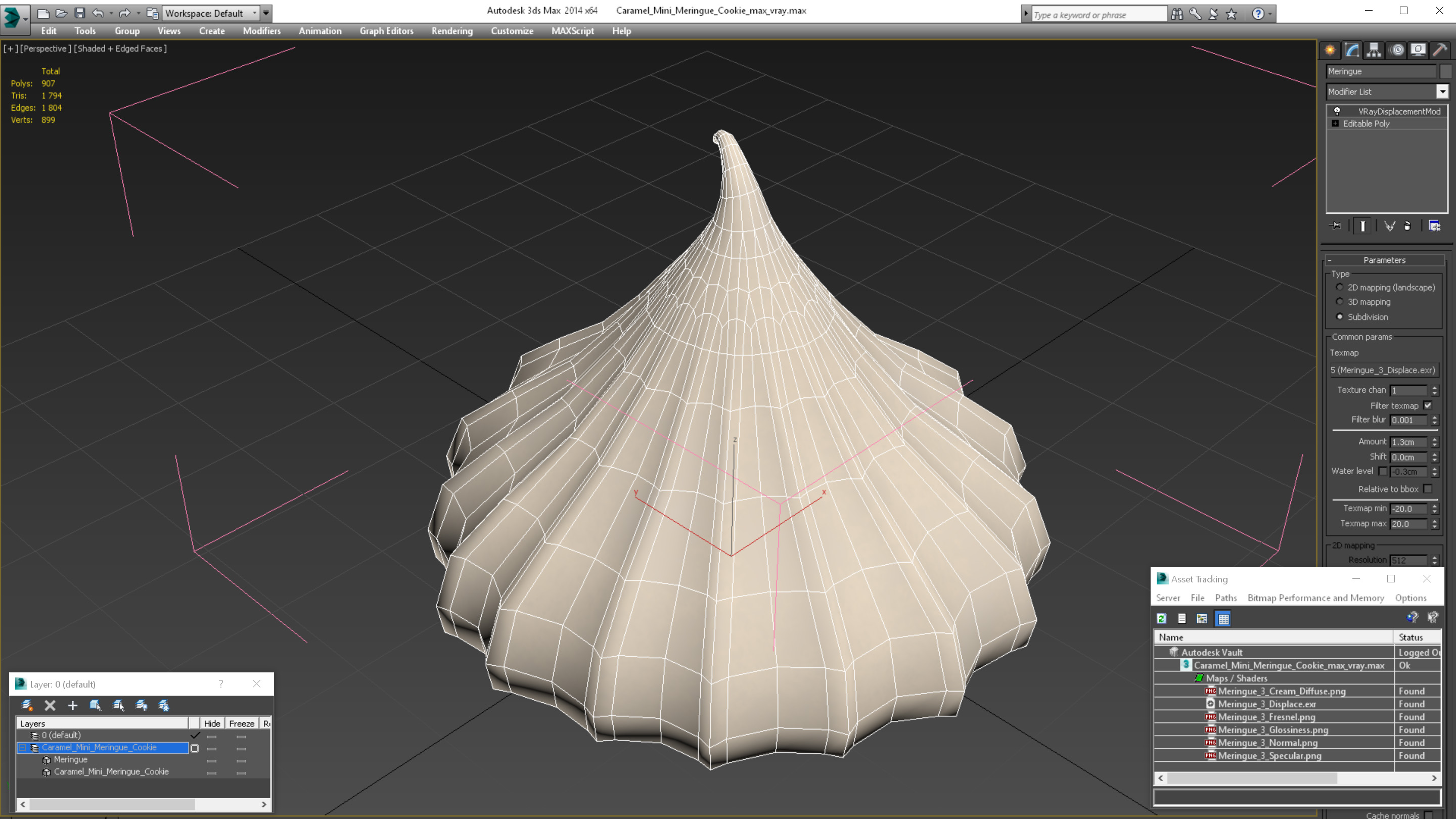3D Caramel Mini Meringue Cookie model