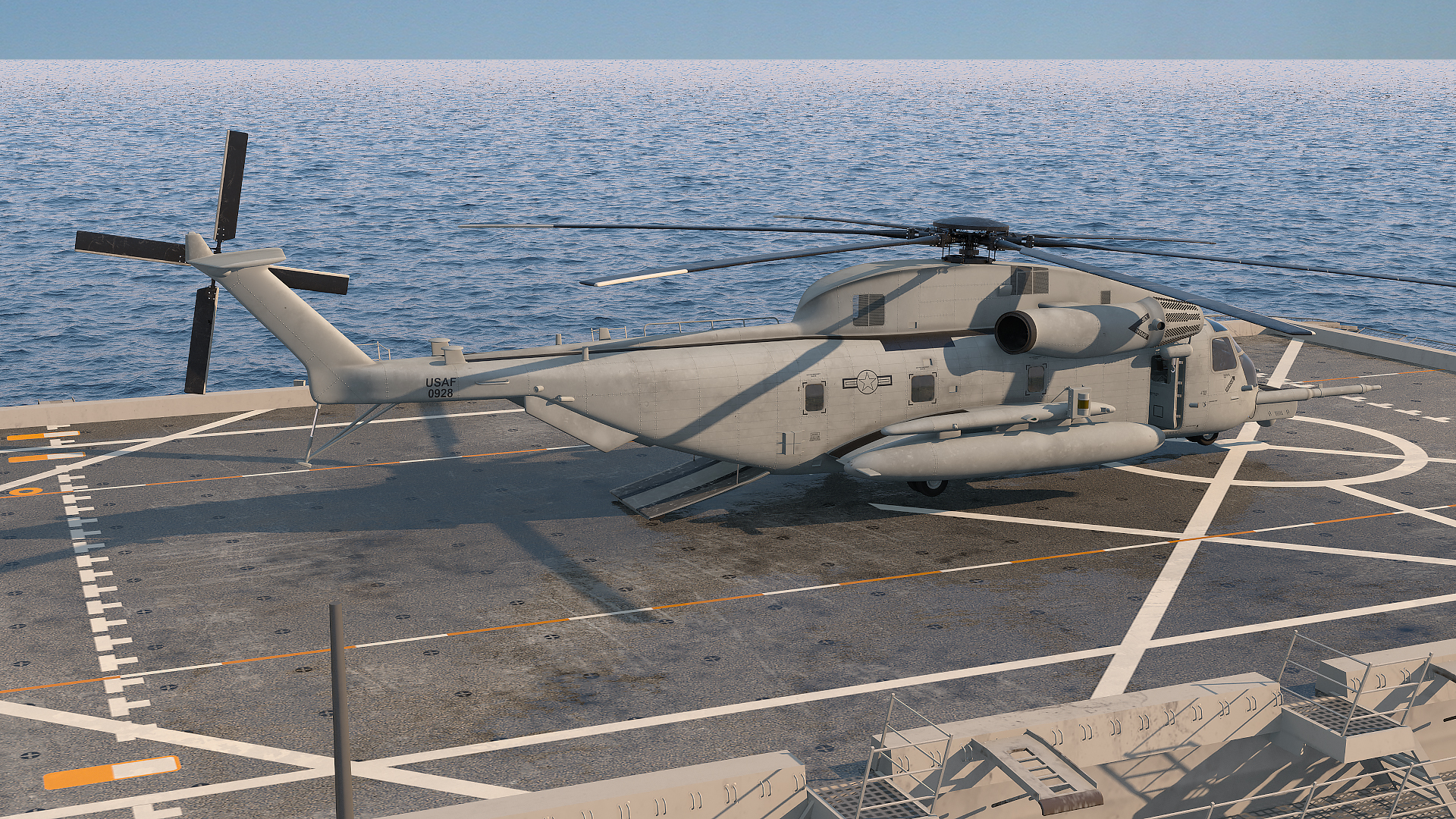 3D Amphibious Transport Dock with Sikorsky MH 53 Pave Low Rigged