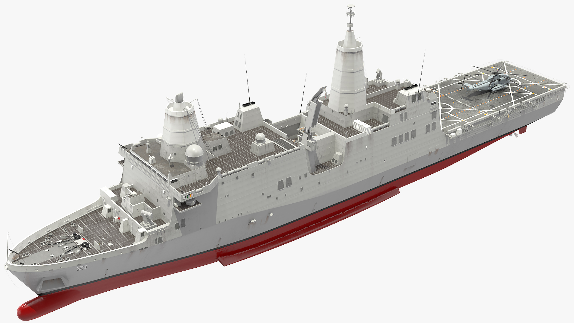 3D Amphibious Transport Dock with Sikorsky MH 53 Pave Low Rigged