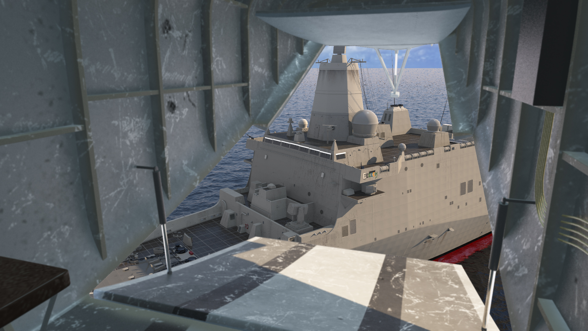 3D Amphibious Transport Dock with Sikorsky MH 53 Pave Low Rigged
