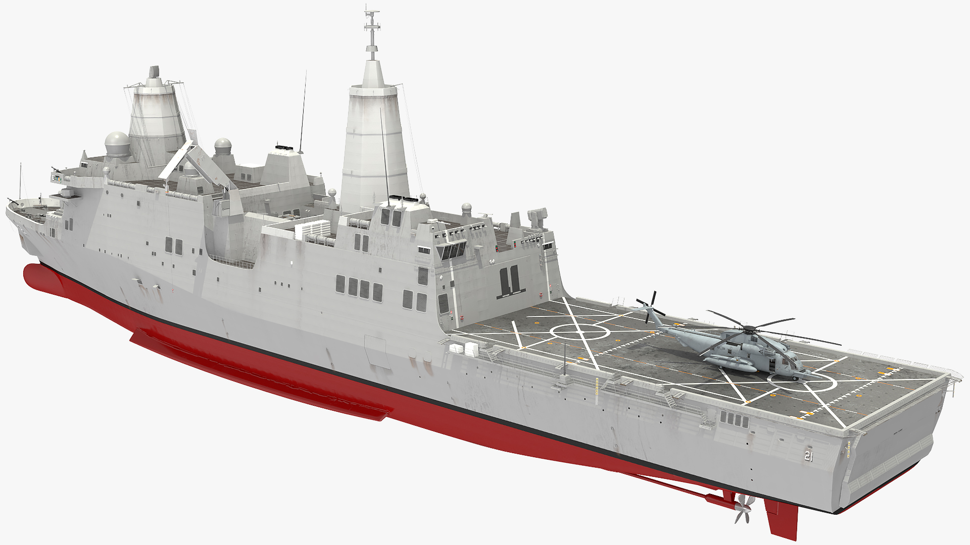 3D Amphibious Transport Dock with Sikorsky MH 53 Pave Low Rigged