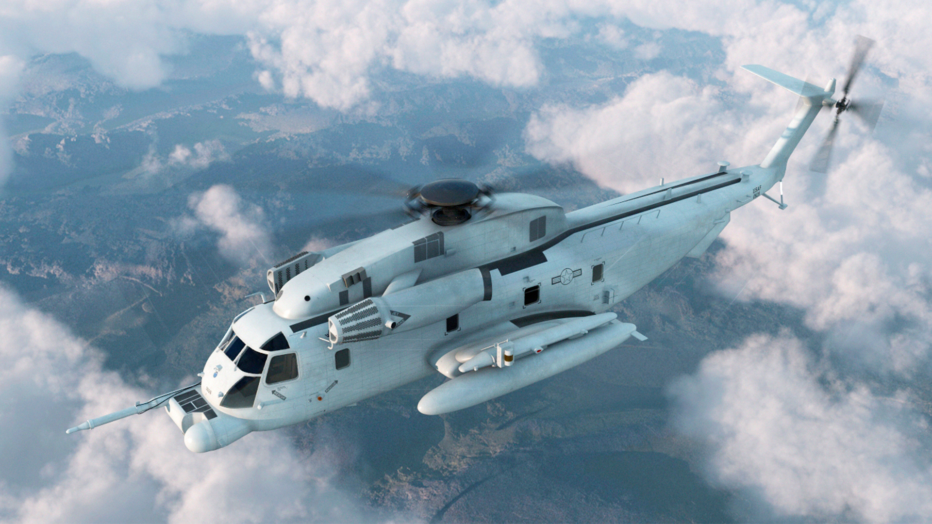 3D Amphibious Transport Dock with Sikorsky MH 53 Pave Low Rigged