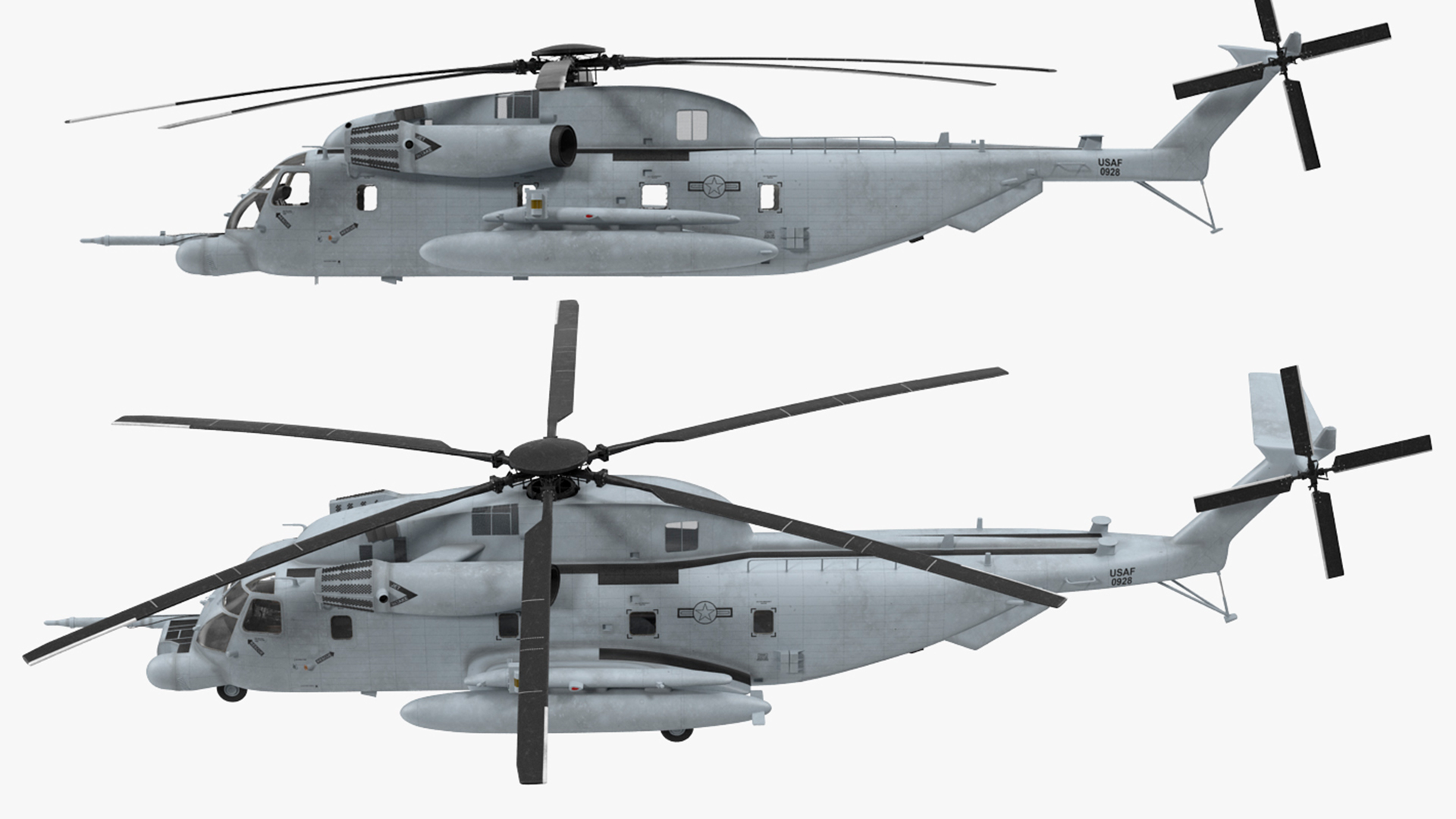 3D Amphibious Transport Dock with Sikorsky MH 53 Pave Low Rigged