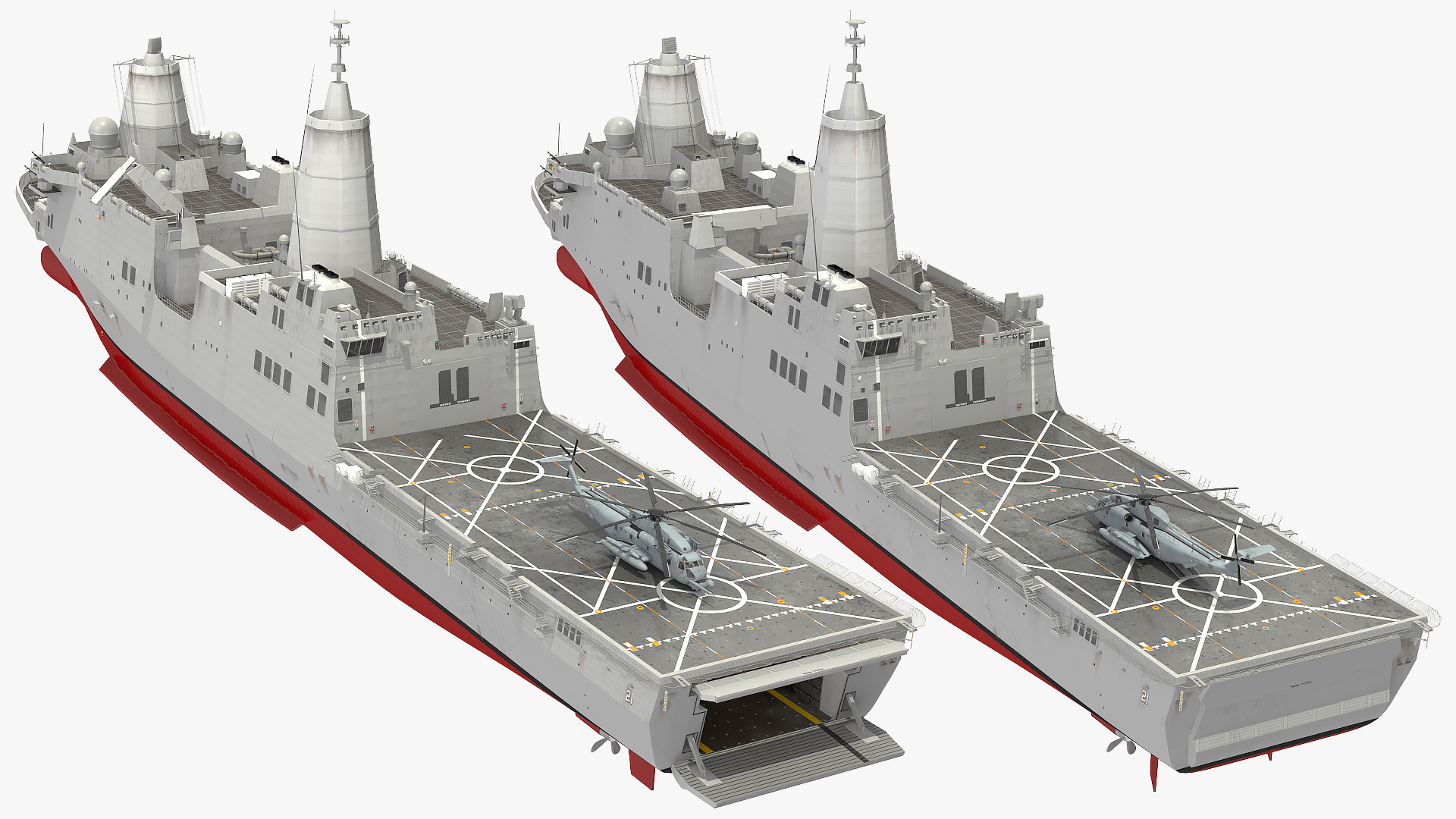 3D Amphibious Transport Dock with Sikorsky MH 53 Pave Low Rigged
