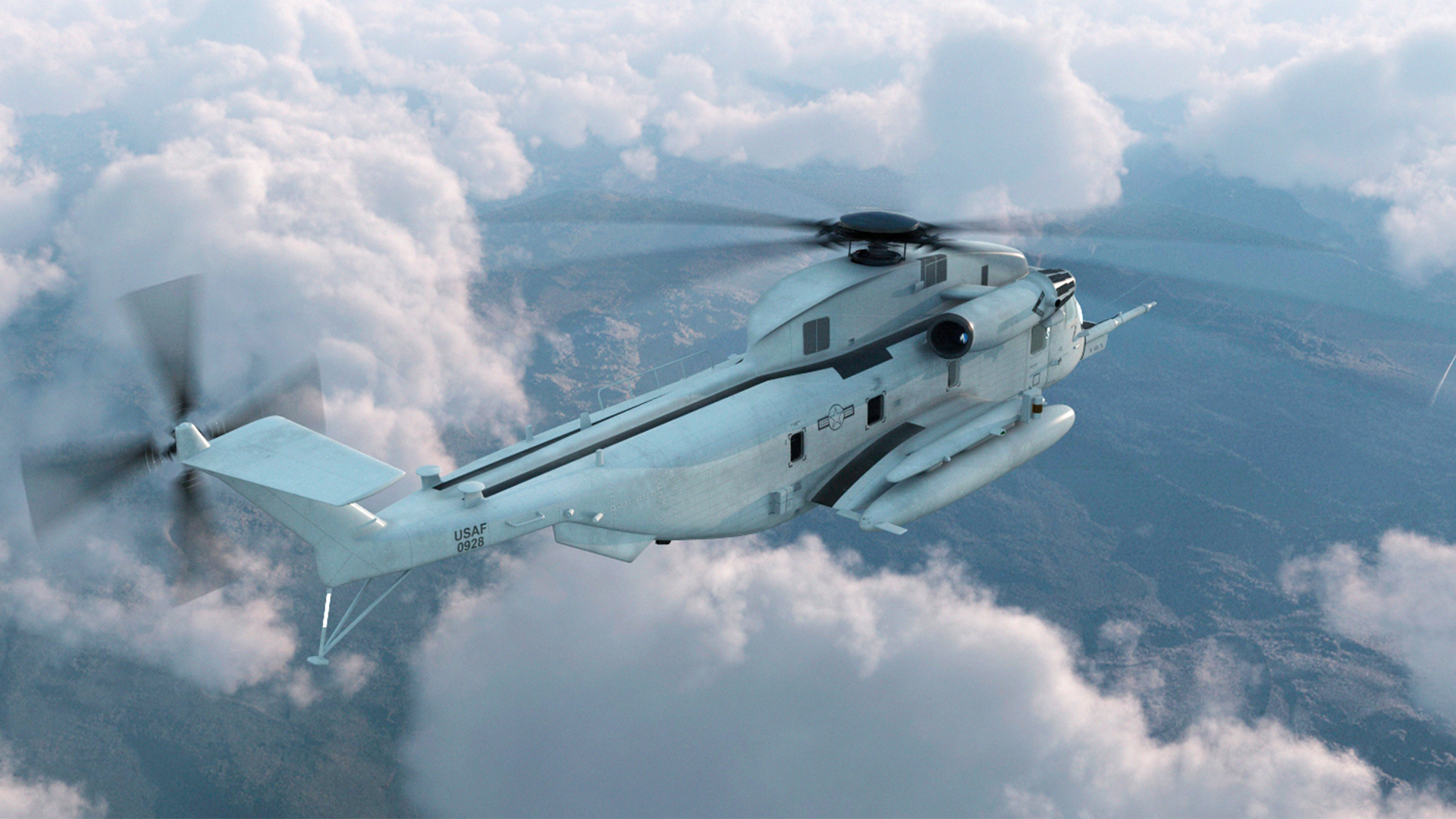 3D Amphibious Transport Dock with Sikorsky MH 53 Pave Low Rigged