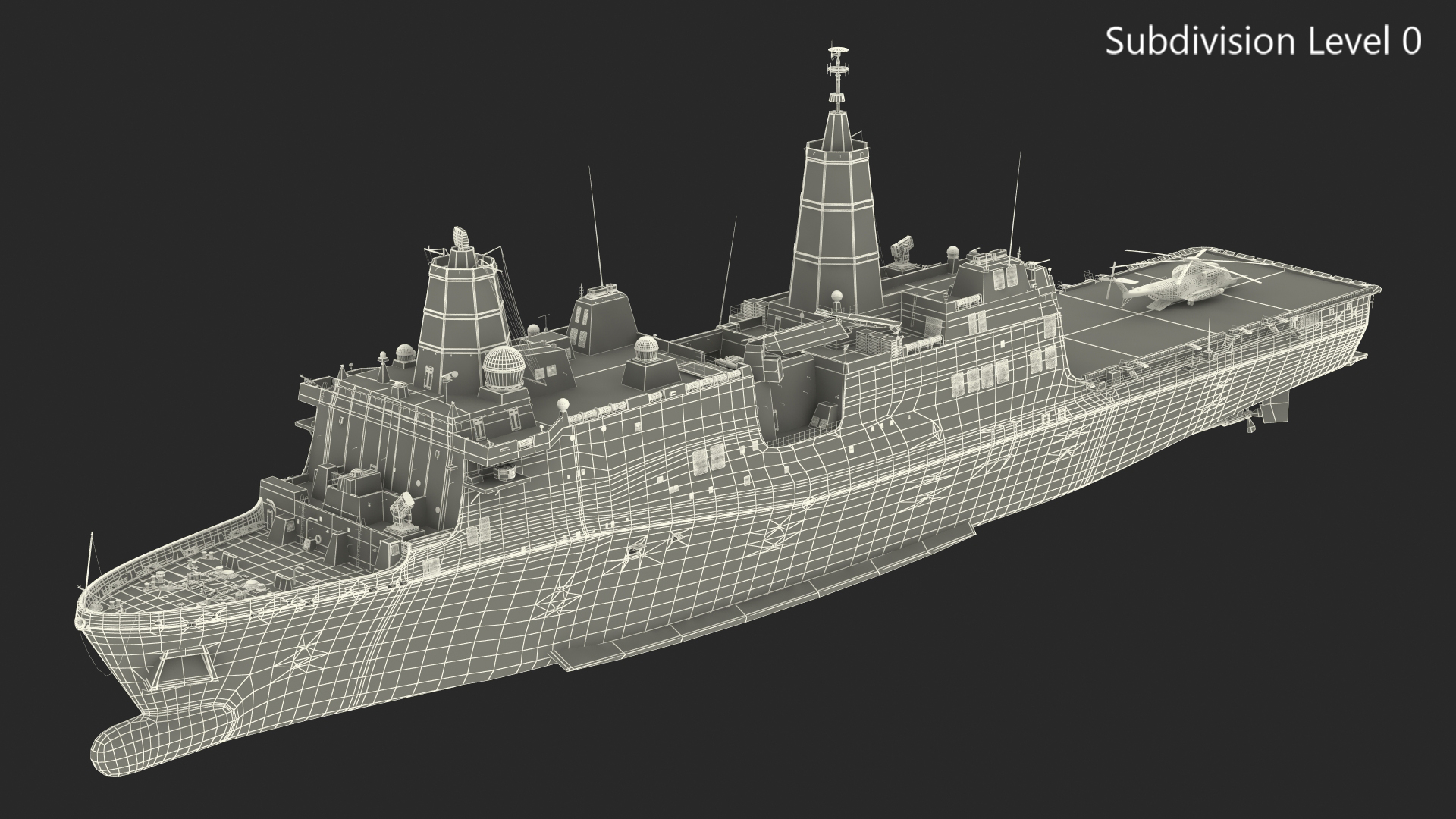 3D Amphibious Transport Dock with Sikorsky MH 53 Pave Low Rigged