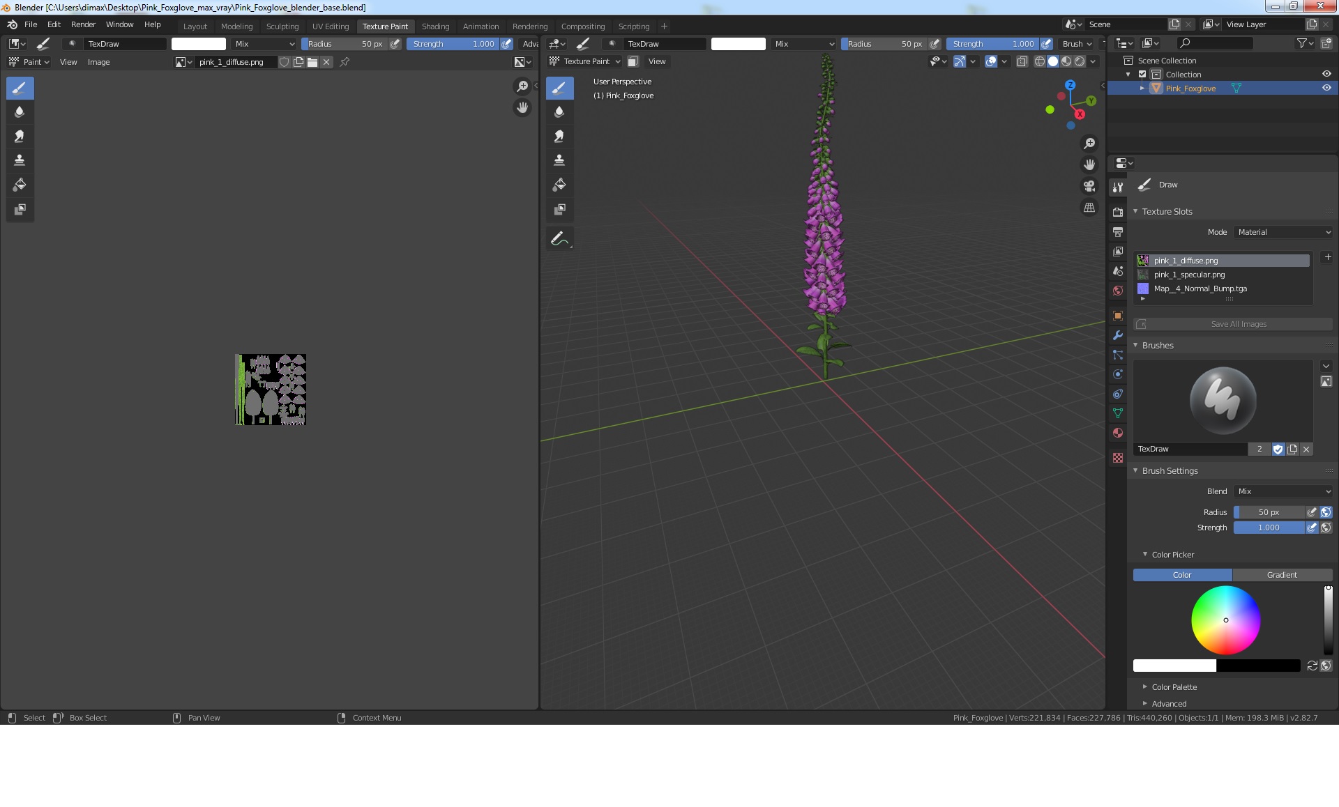3D Pink Foxglove model