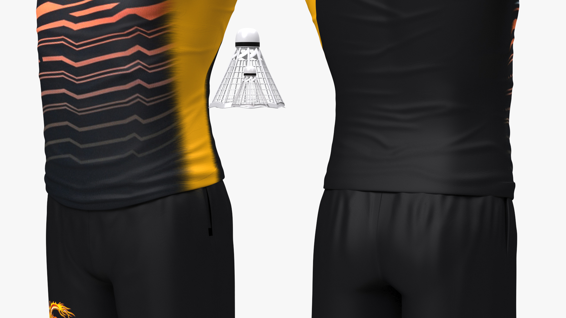 3D Asian Man with Badminton Racket T Pose model
