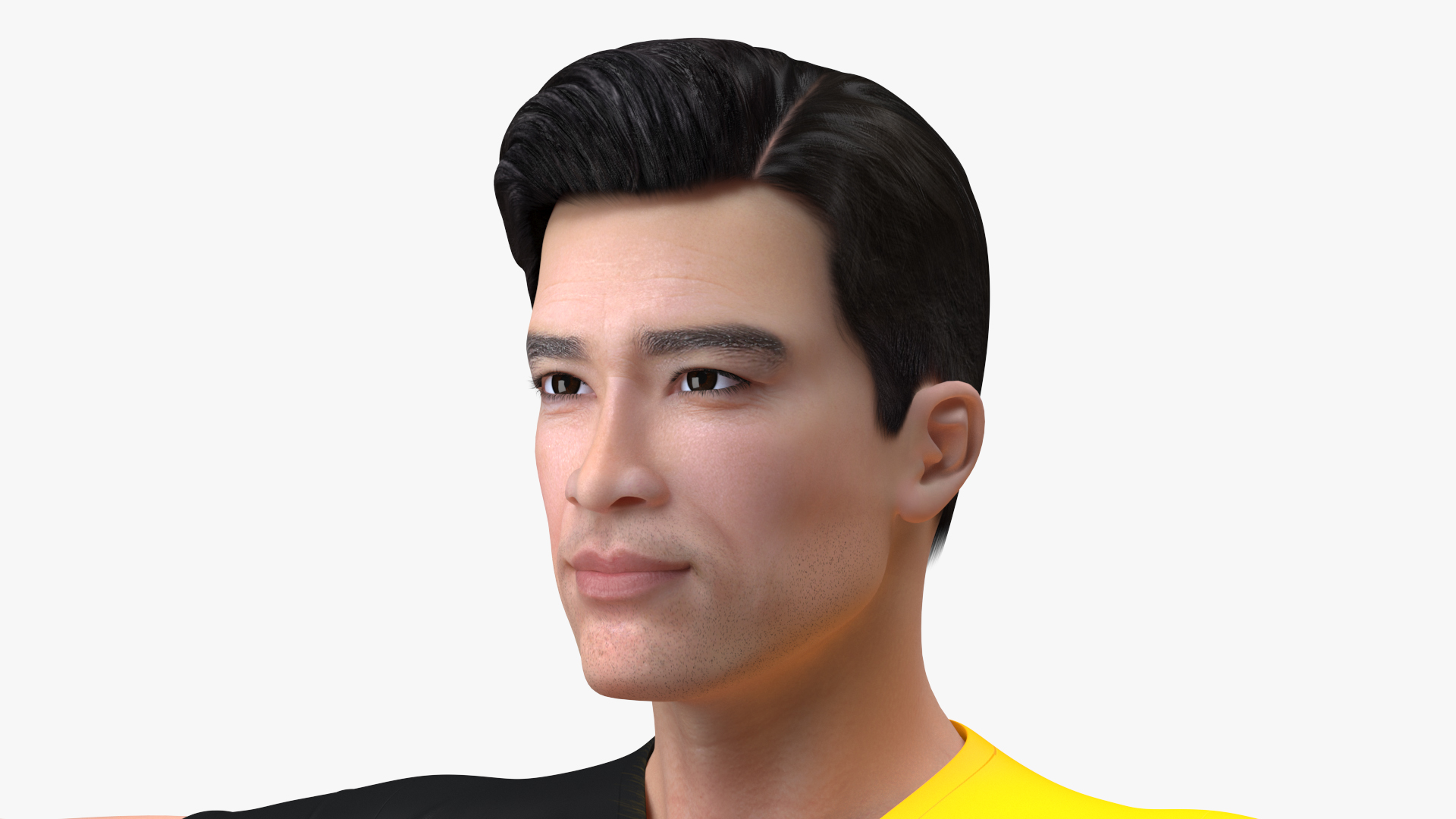 3D Asian Man with Badminton Racket T Pose model