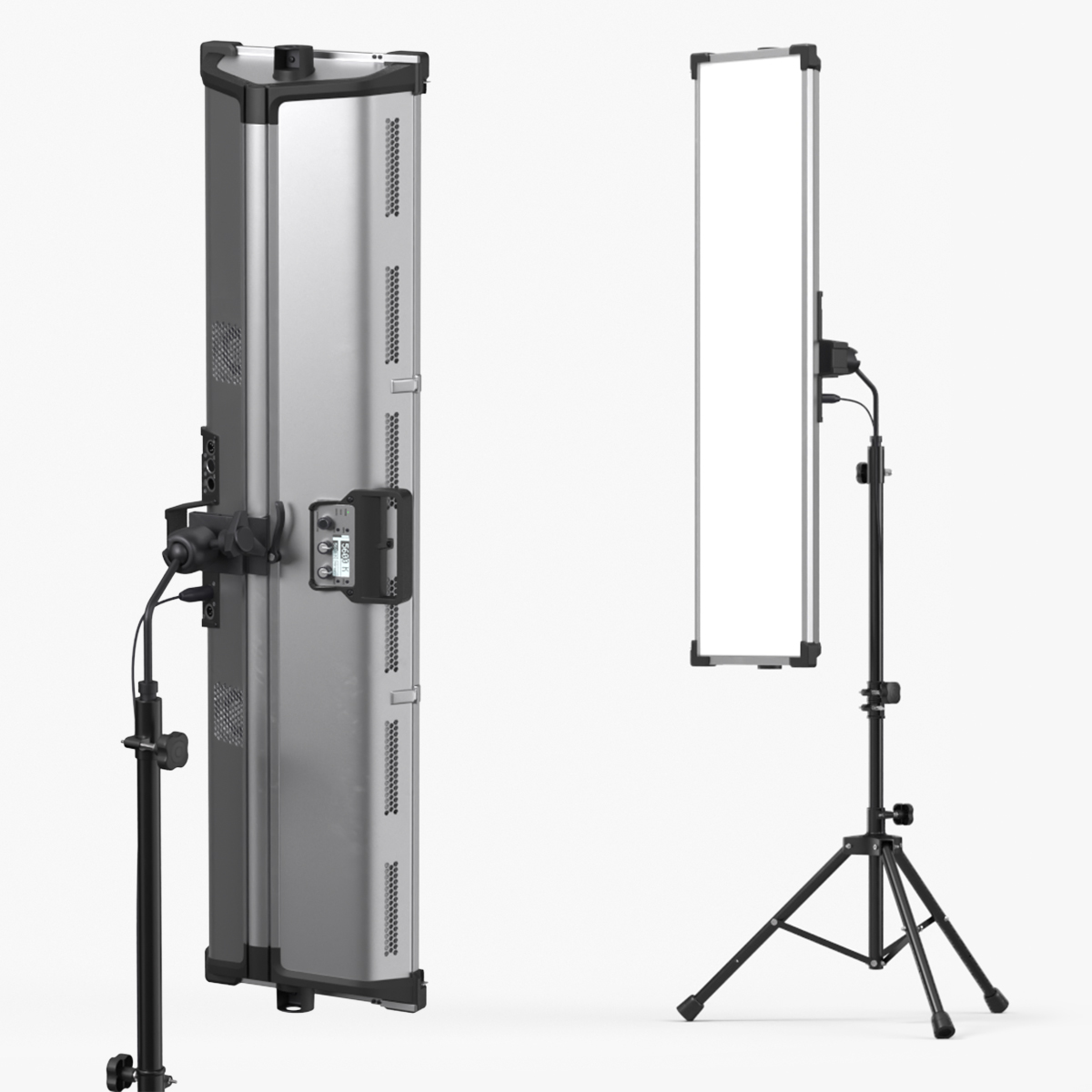 Vertical LED Light Panel on Stand Black 3D model preview