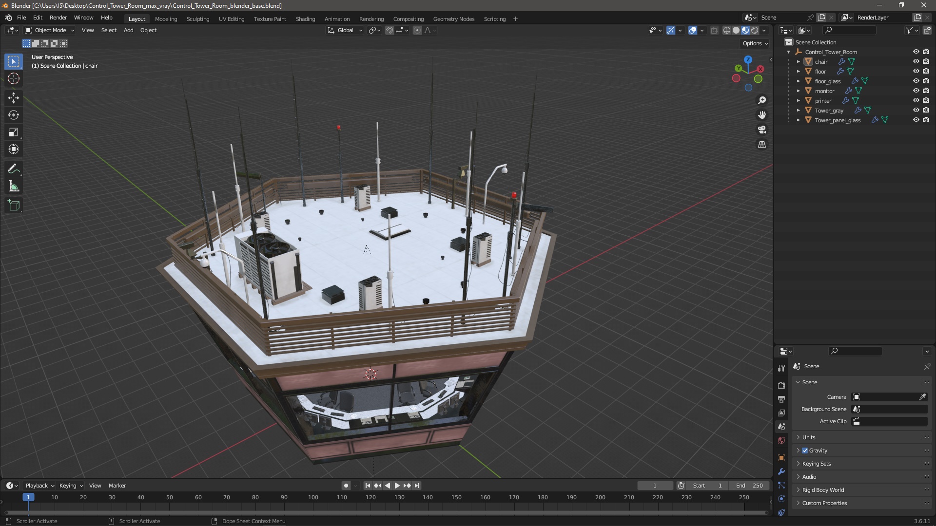 3D Control Tower Room model
