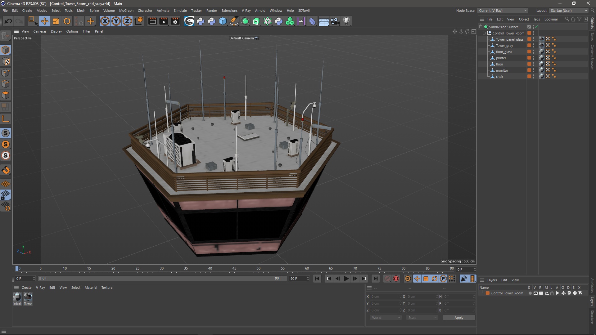 3D Control Tower Room model