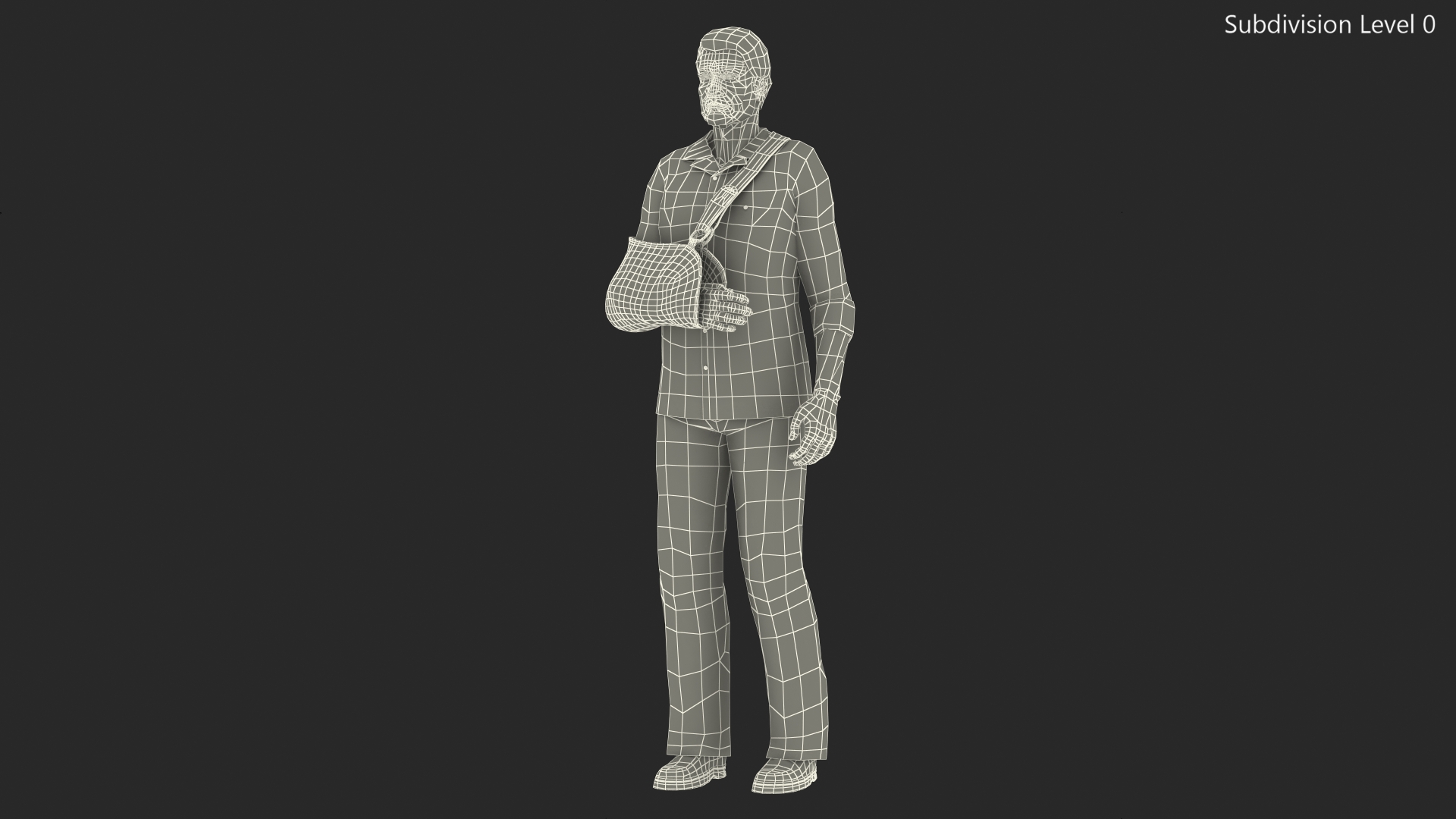 Elderly Man Arm Sling Bandage Hand Blue 3D model