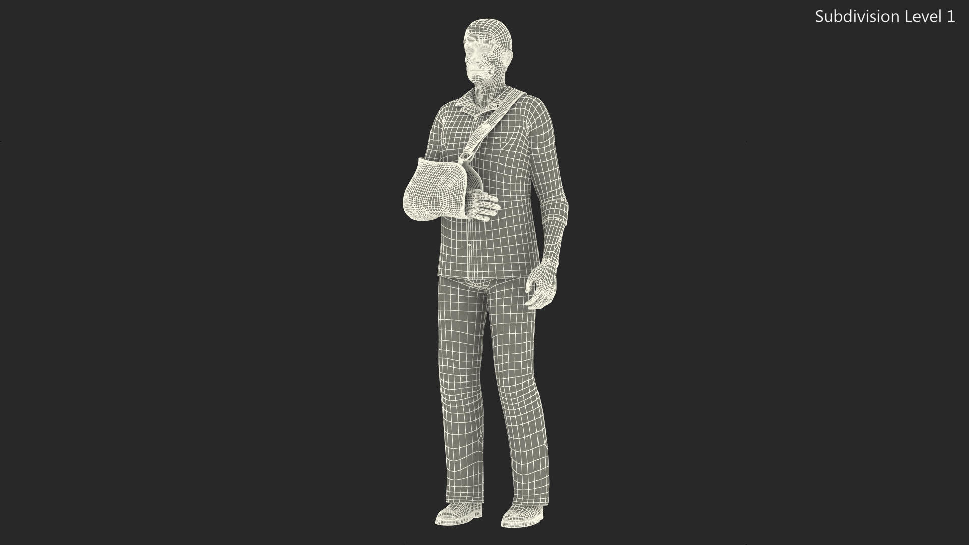 Elderly Man Arm Sling Bandage Hand Blue 3D model