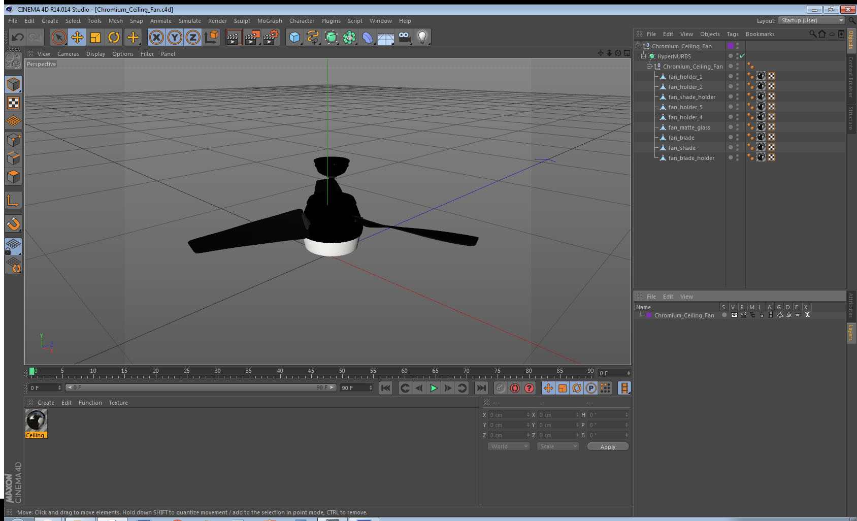 3D model Chromium Ceiling Fan