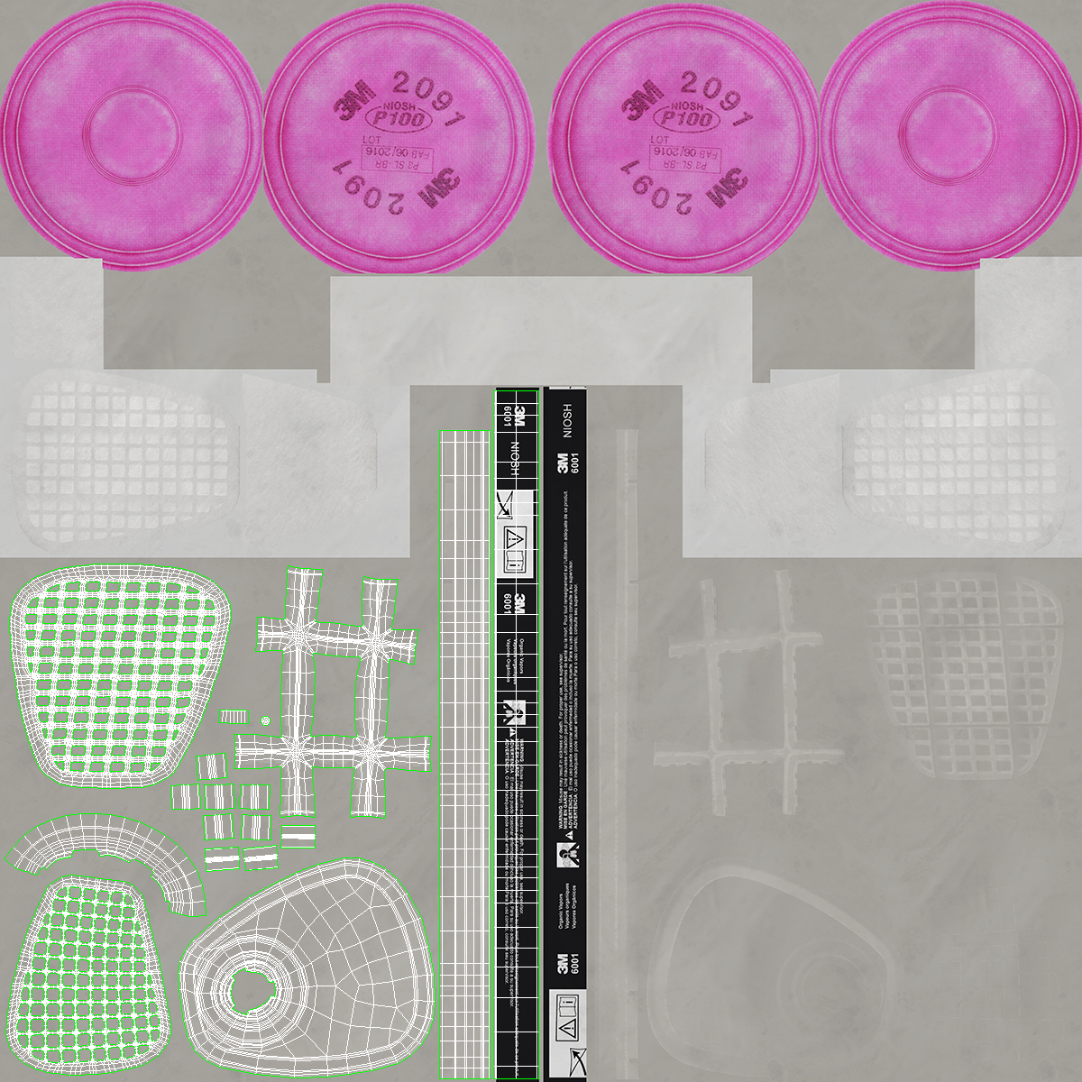 Respirator Filter Cartridge 3D