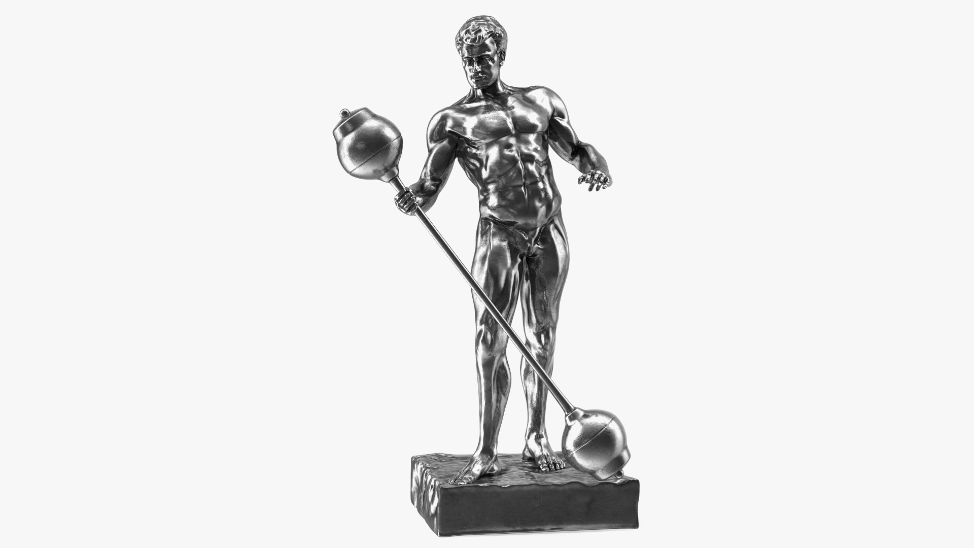 3D Bodybuilding Winner Silver Statue for 3D Print