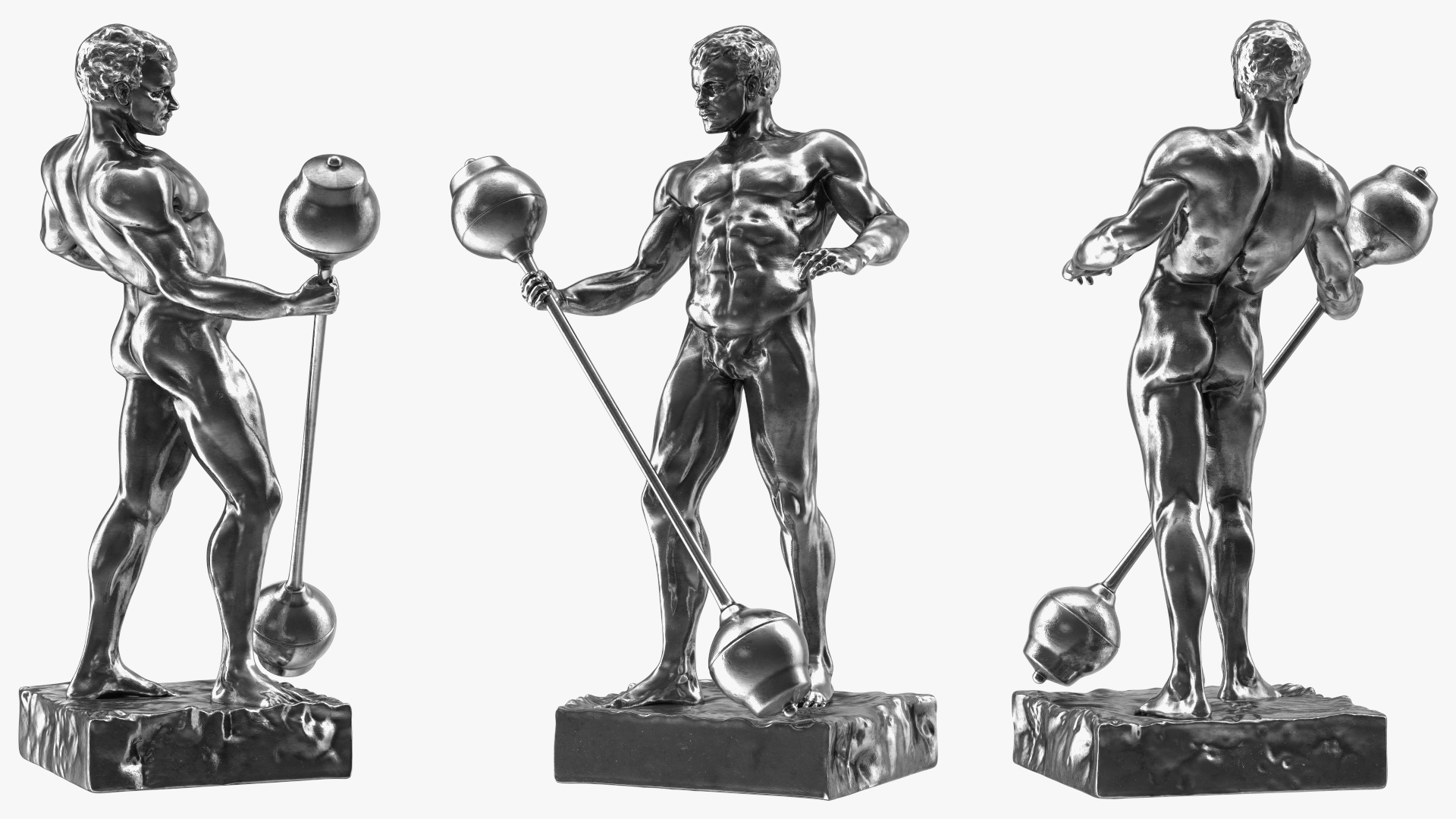 3D Bodybuilding Winner Silver Statue for 3D Print
