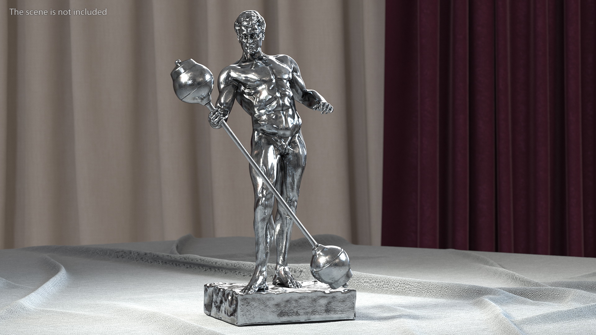 3D Bodybuilding Winner Silver Statue for 3D Print