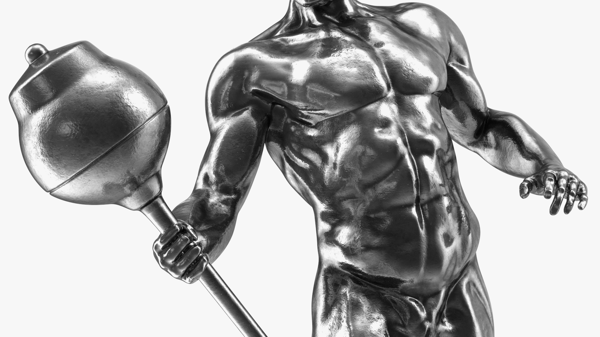 3D Bodybuilding Winner Silver Statue for 3D Print