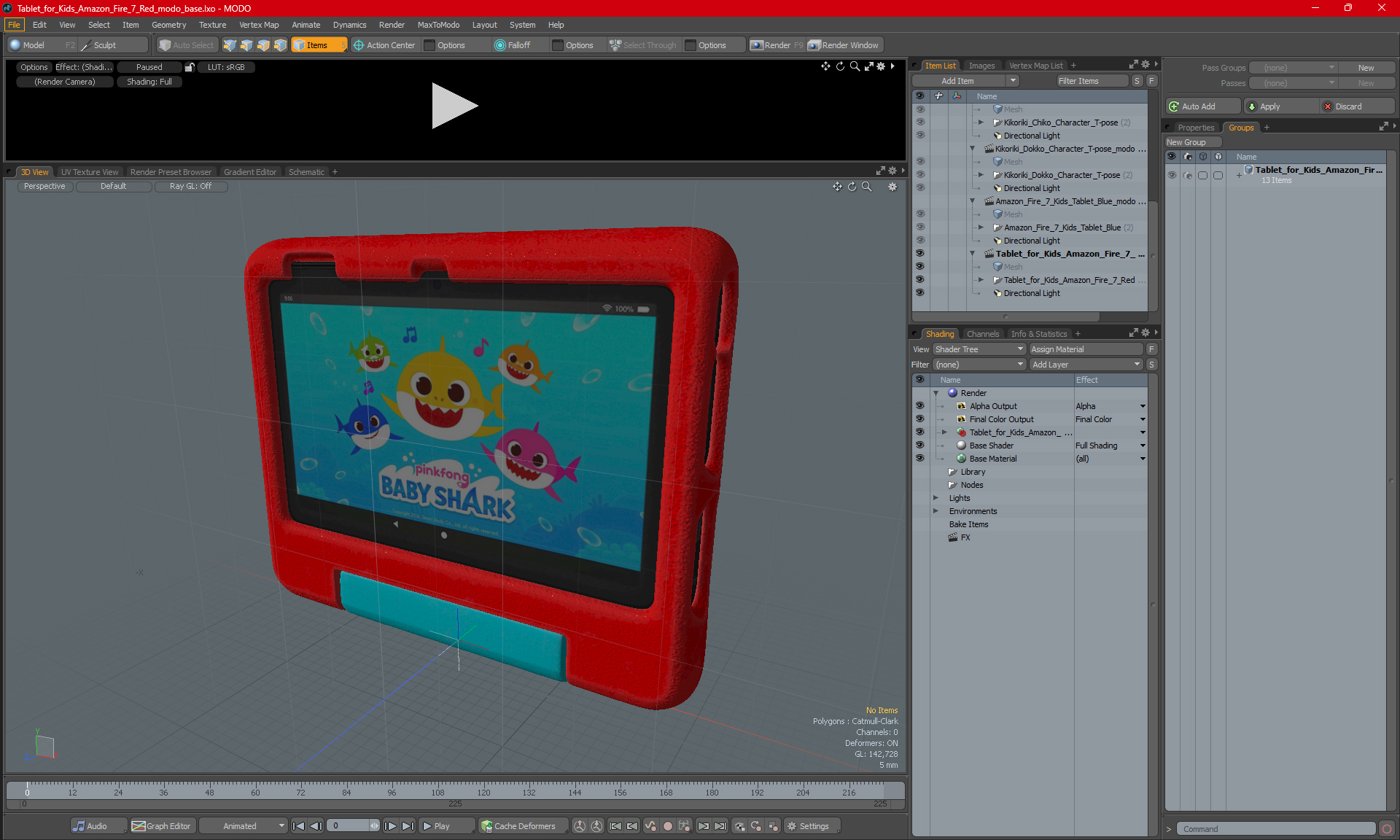 3D Tablet for Kids Amazon Fire 7 Red model